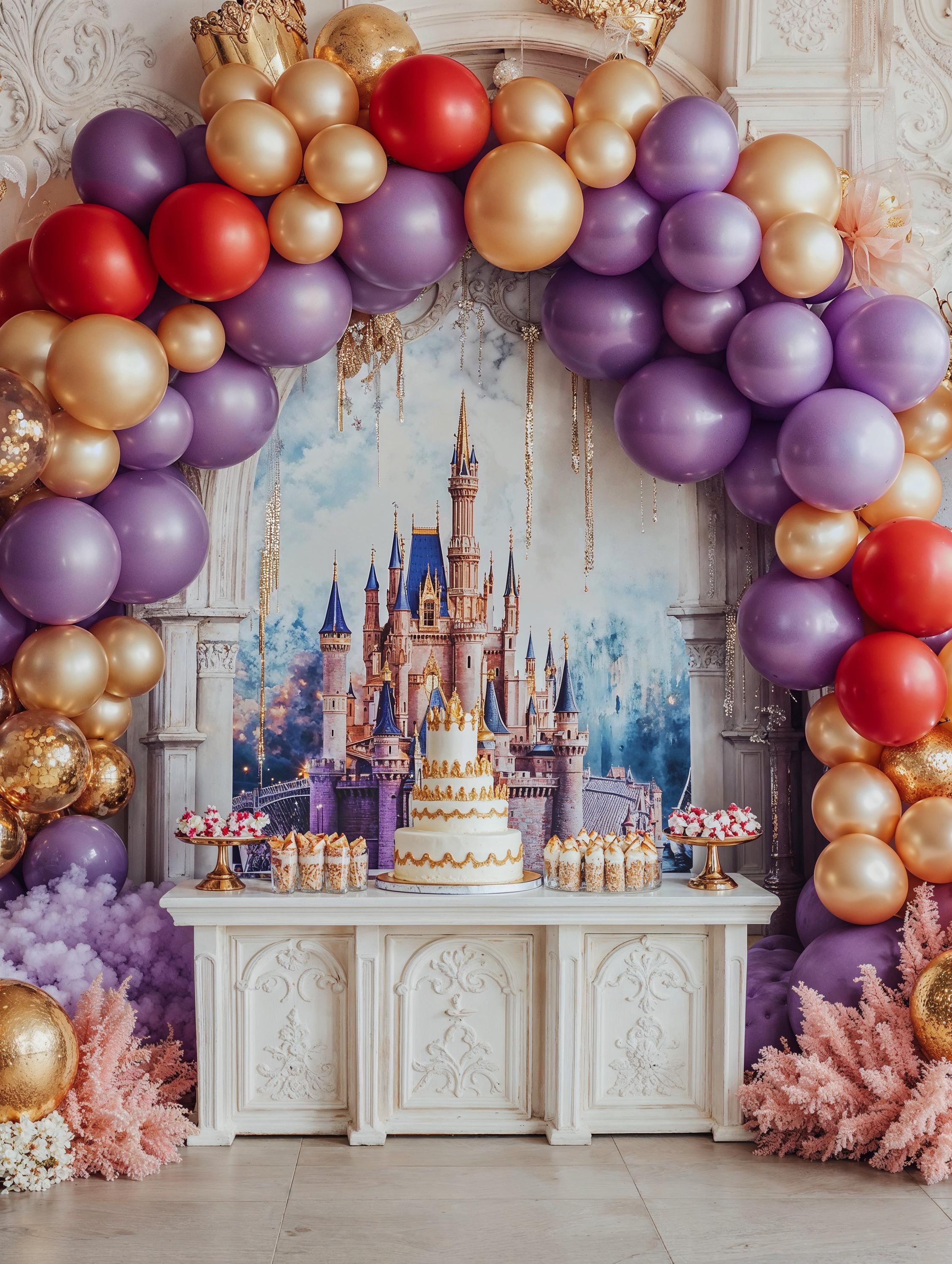 Birthday Balloon Set Digital Backdrops, Party Balloon Arch Photography (Digital Download)