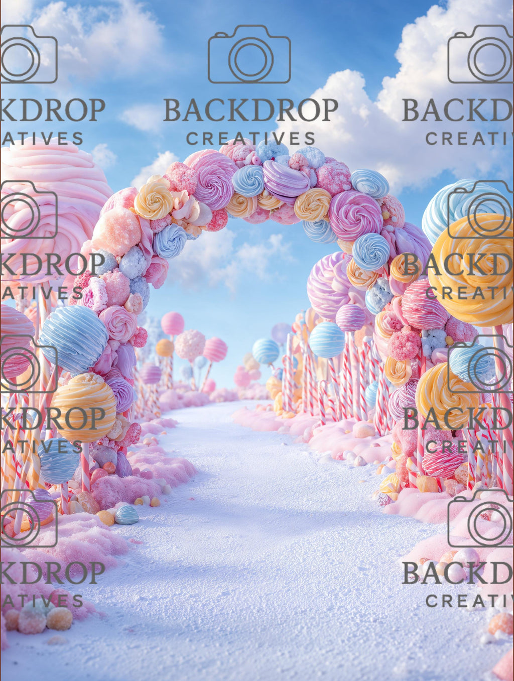 Snowy Winter Candy Arch Set Digital Backdrop, Photoshop Background Bundle, Christmas Photo, Studio Overlays