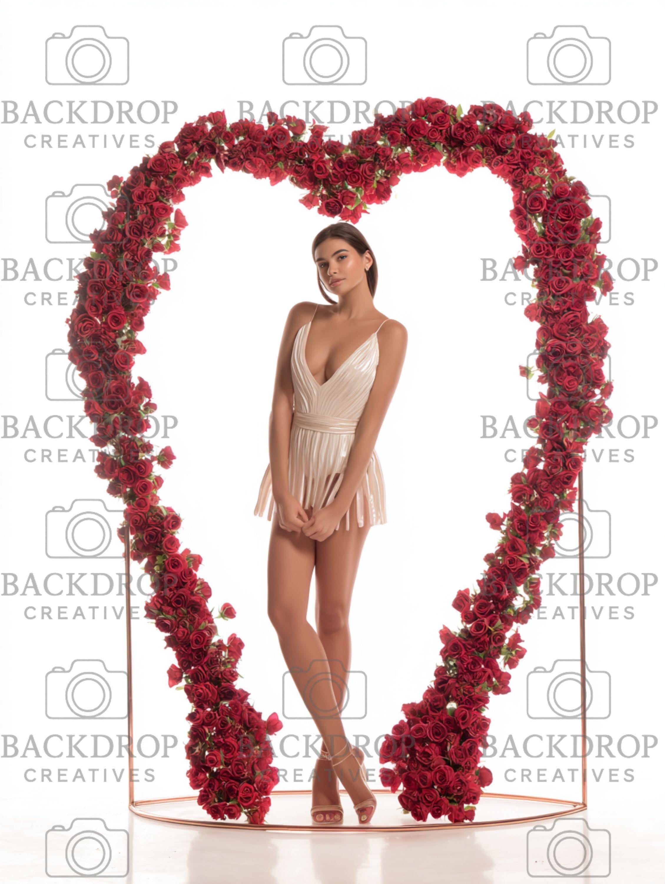 Floral Heart Love Frame Digital Backdrop Set | Valentine's Day, Maternity, Baby Shower (Digital Download)