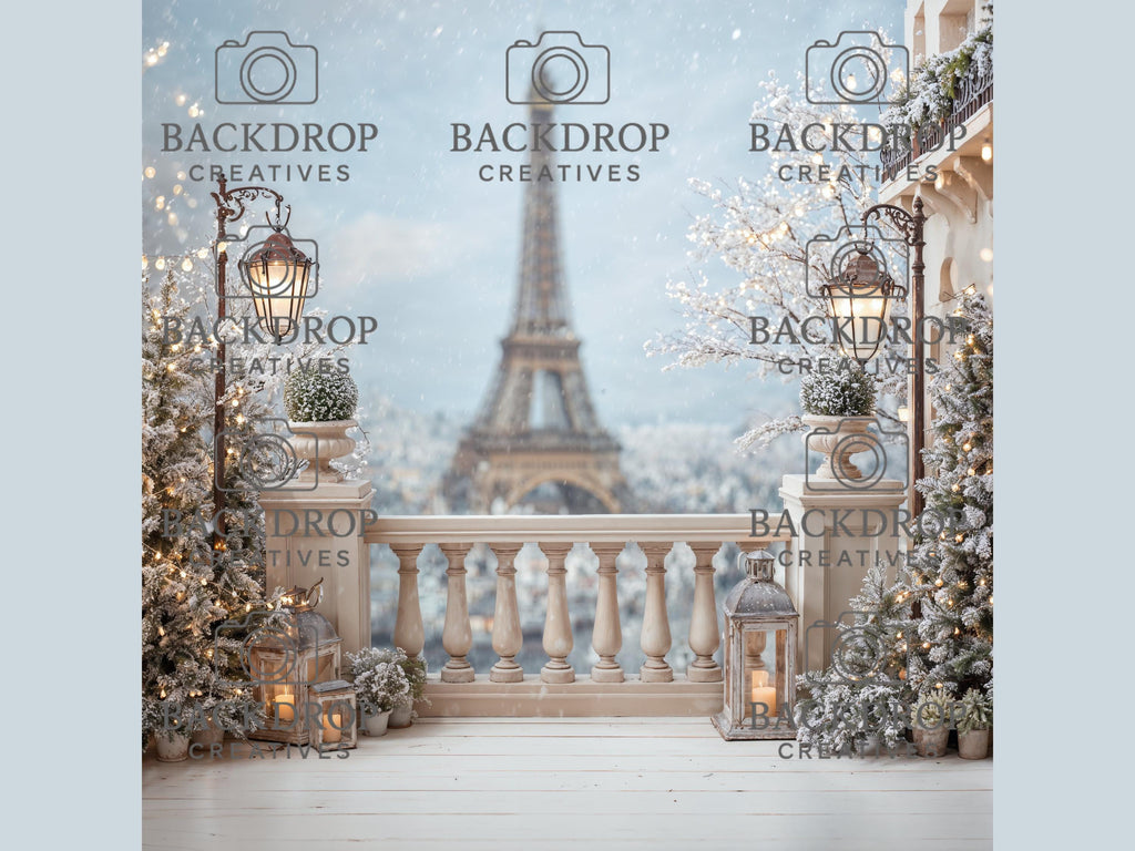 16 Paris Winter Digital Backdrops, Maternity Backdrops, Holiday Background, Studio Overlays, Eiffel Tower