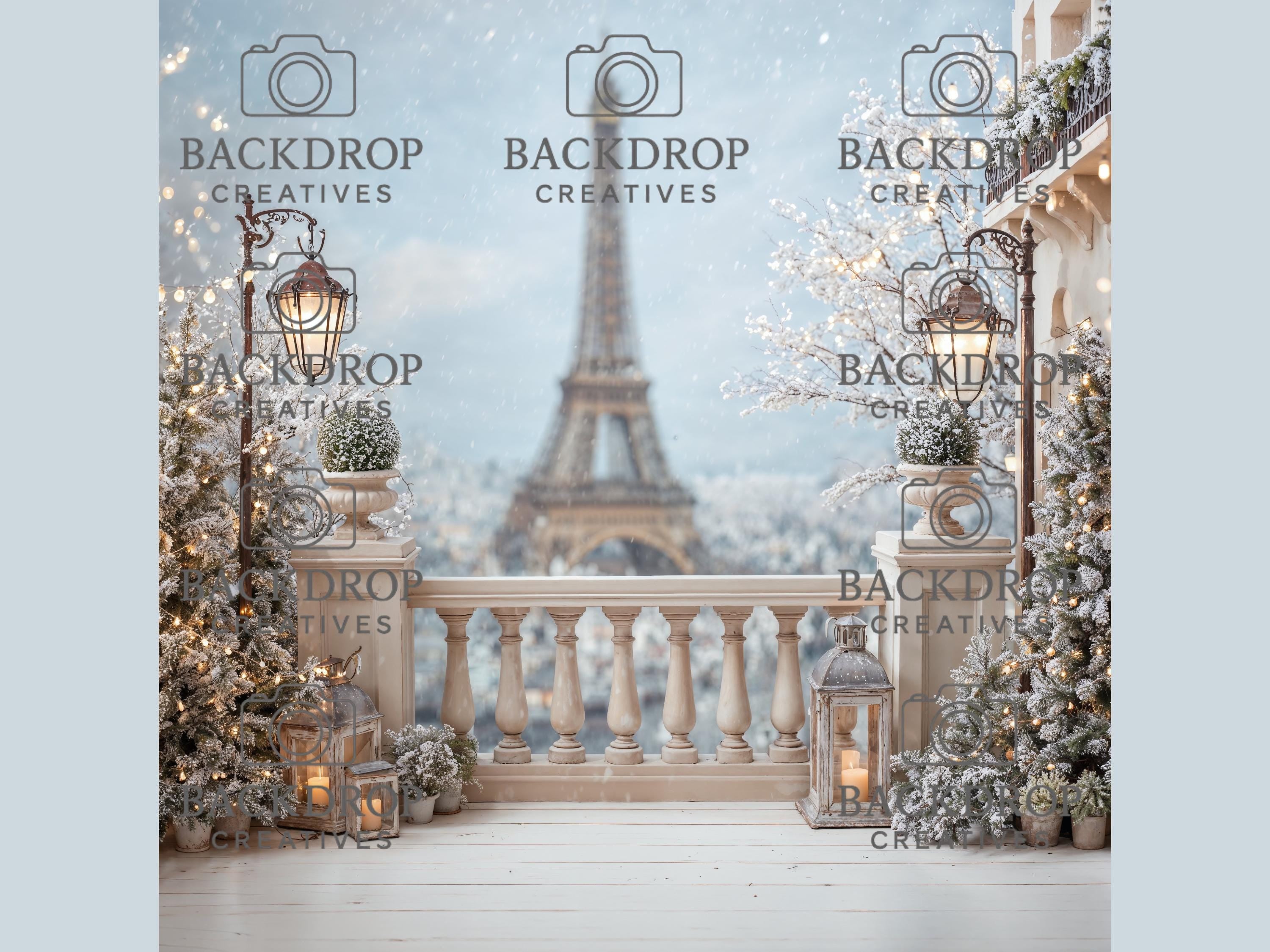 16 Paris Winter Digital Backdrops, Maternity Backdrops, Holiday Background, Studio Overlays, Eiffel Tower
