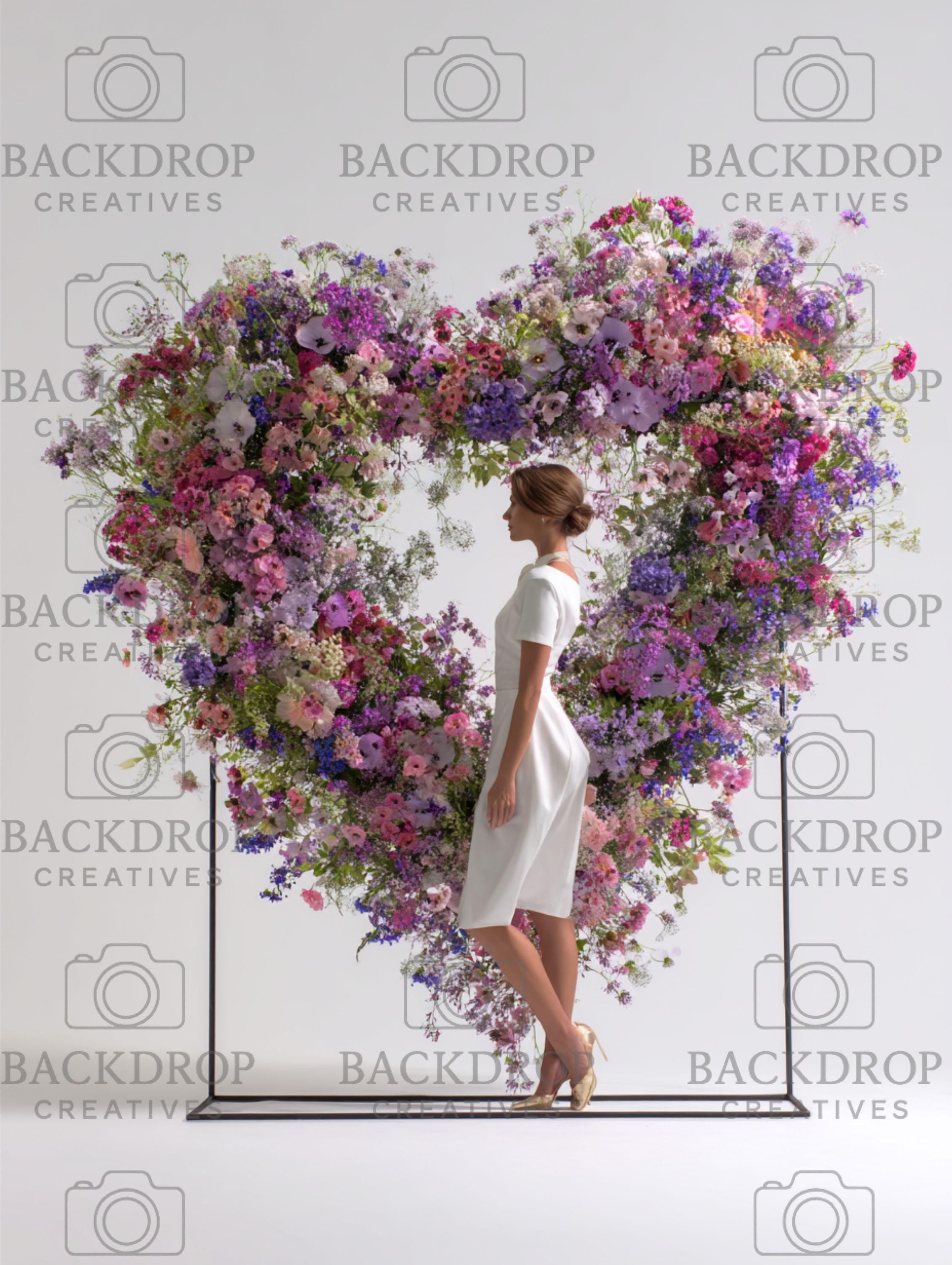 Floral Heart Love Frame Digital Backdrop Set | Valentine's Day, Maternity, Baby Shower