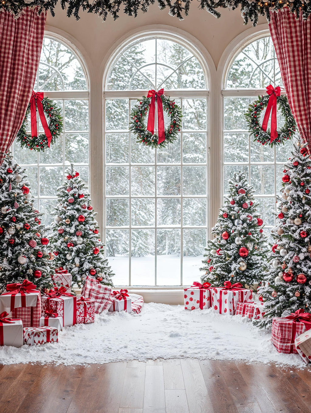 Winter Wonderland Backdrop | Snowy Photo Backdrop | Christmas Tree Party | Romantic Winter Backdrop | Holiday Photo Booth Digital Download