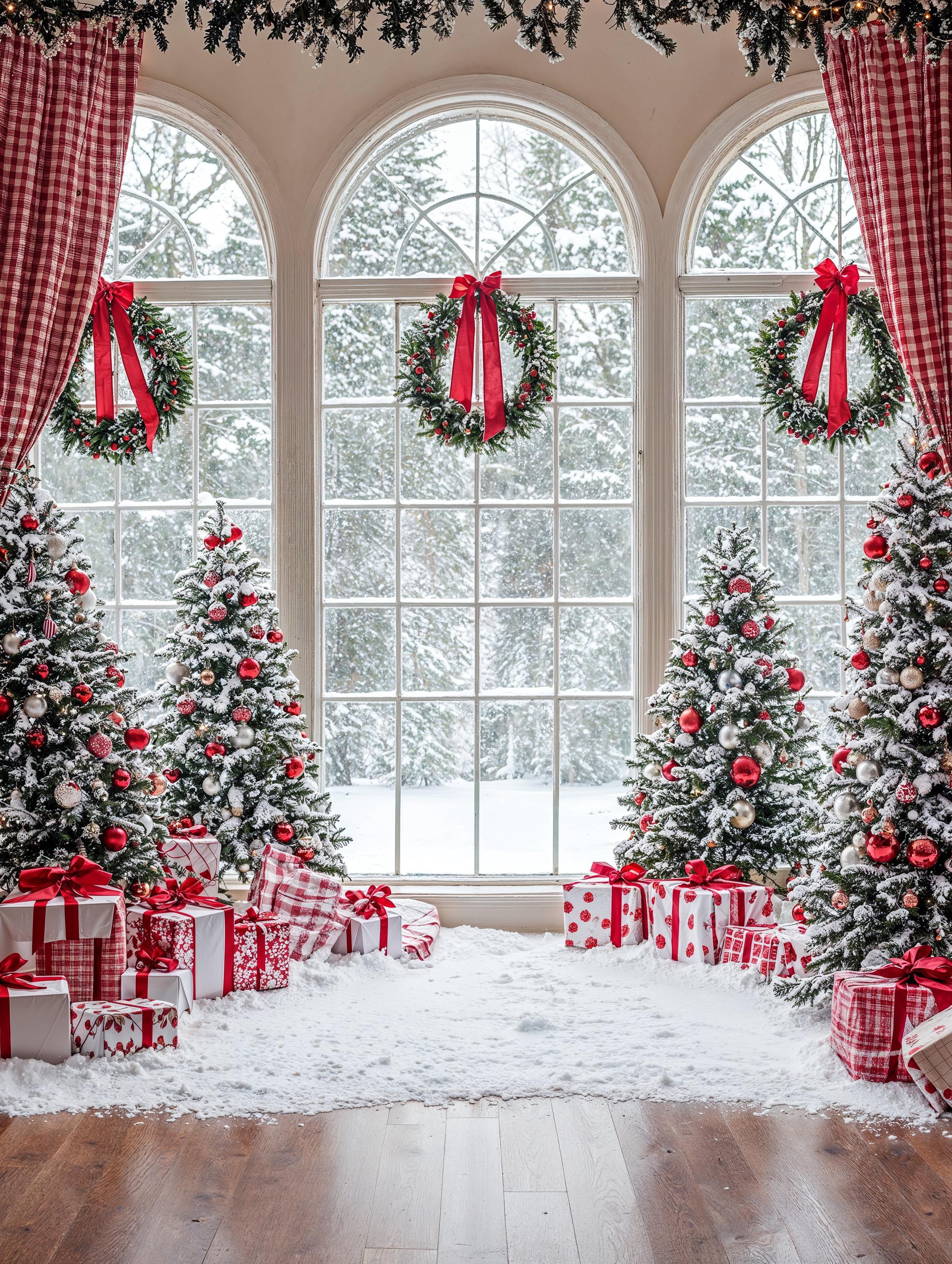 Winter Wonderland Backdrop | Snowy Photo Backdrop | Christmas Tree Party | Romantic Winter Backdrop | Holiday Photo Booth Digital Download