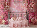 Iron Baby Pink Flower Bed 5 Digital Backdrop, Newborn Background, Baby Backdrop, Newborn Backdrops