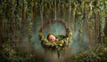 Green Forest Swing Digital Backdrop, Newborn photo backdrop, Newborn Prop