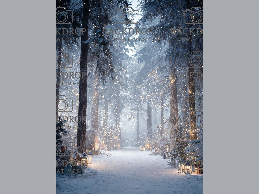 Snowy Winter Forest Set Digital Backdrops, Photoshop Background Bundle, Christmas Photo, Studio Overlays
