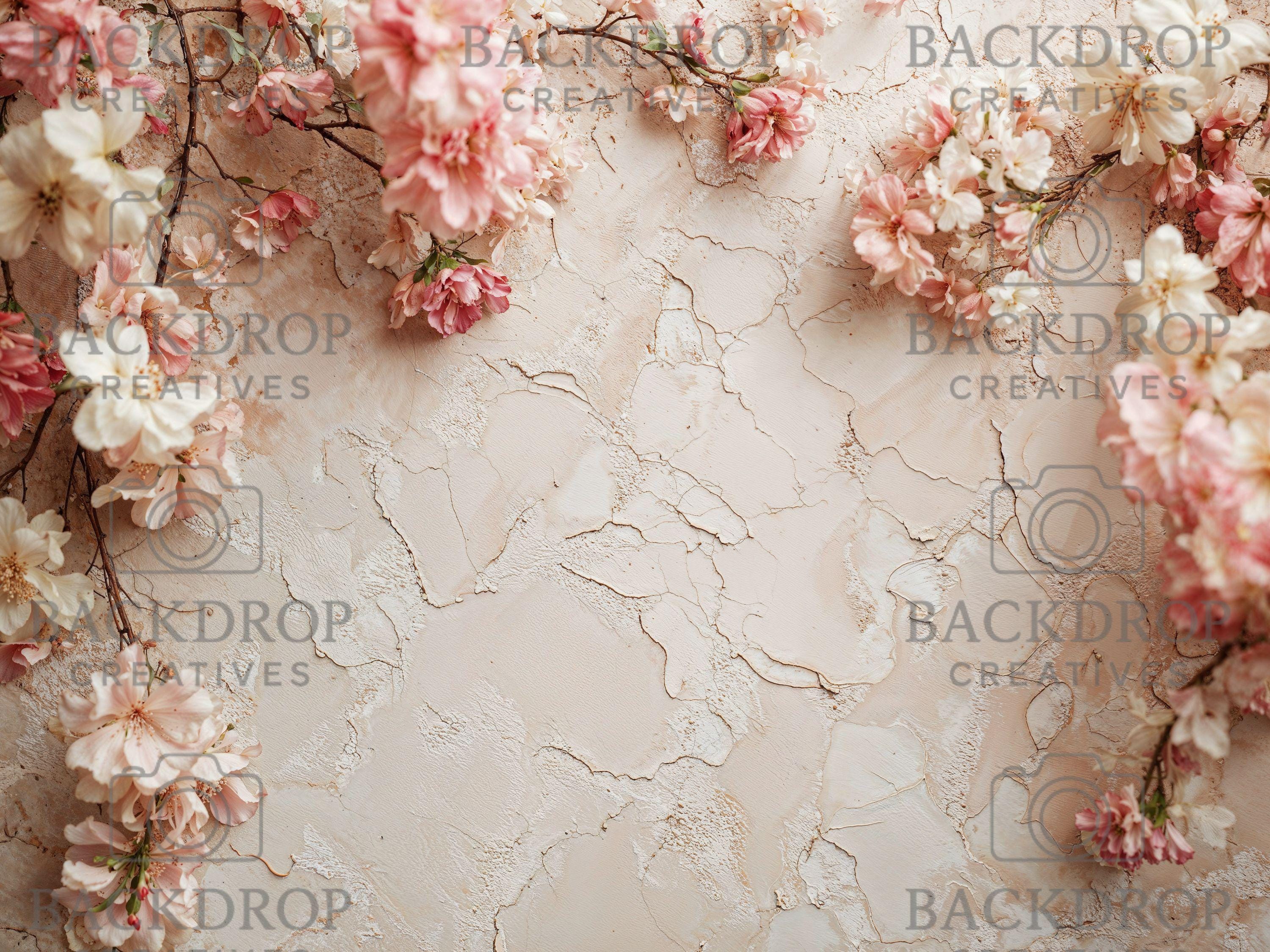 Boho Newborn Flower Basket Digital Backdrop, Newborn Overlay Prop, Pink Blossoms Backdrop, Photoshop Flower Background