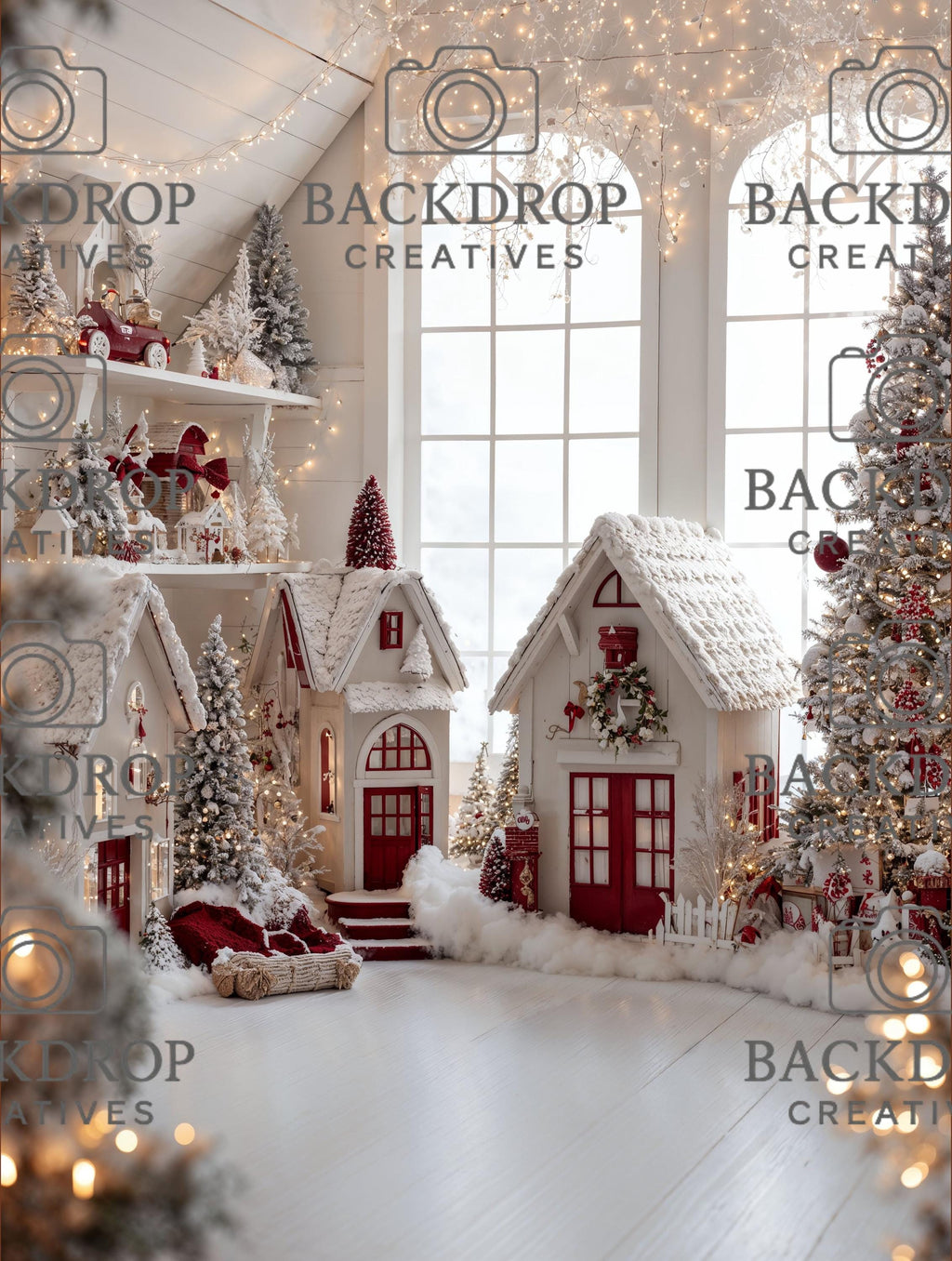 Santa Workshop Set Digital Backdrop, Photoshop Background Bundle, Christmas Photo, Studio Overlays