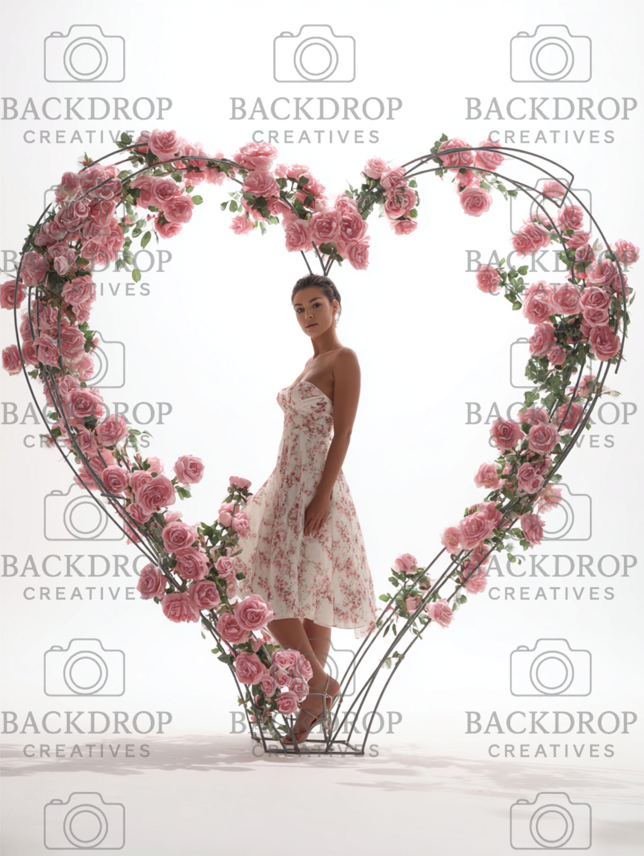 Floral Heart Love Frame Digital Backdrop Set | Valentine's Day, Maternity, Baby Shower (Digital Download)