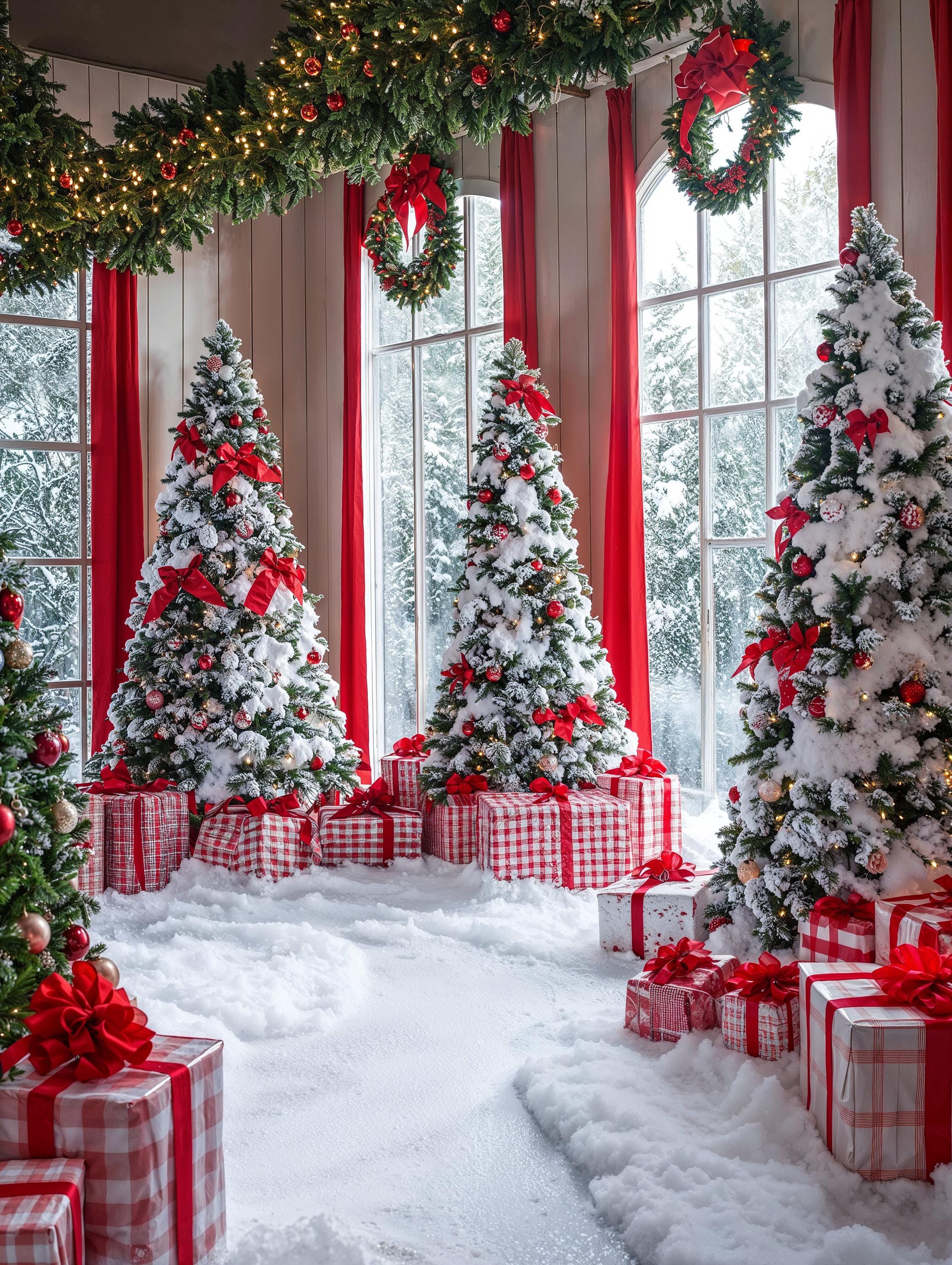 Winter Wonderland Backdrop | Snowy Photo Backdrop | Christmas Tree Party | Romantic Winter Backdrop | Holiday Photo Booth Digital Download