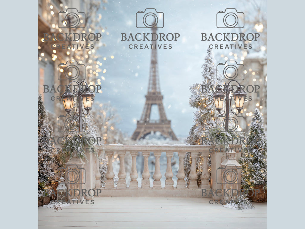 16 Paris Winter Digital Backdrops, Maternity Backdrops, Holiday Background, Studio Overlays, Eiffel Tower