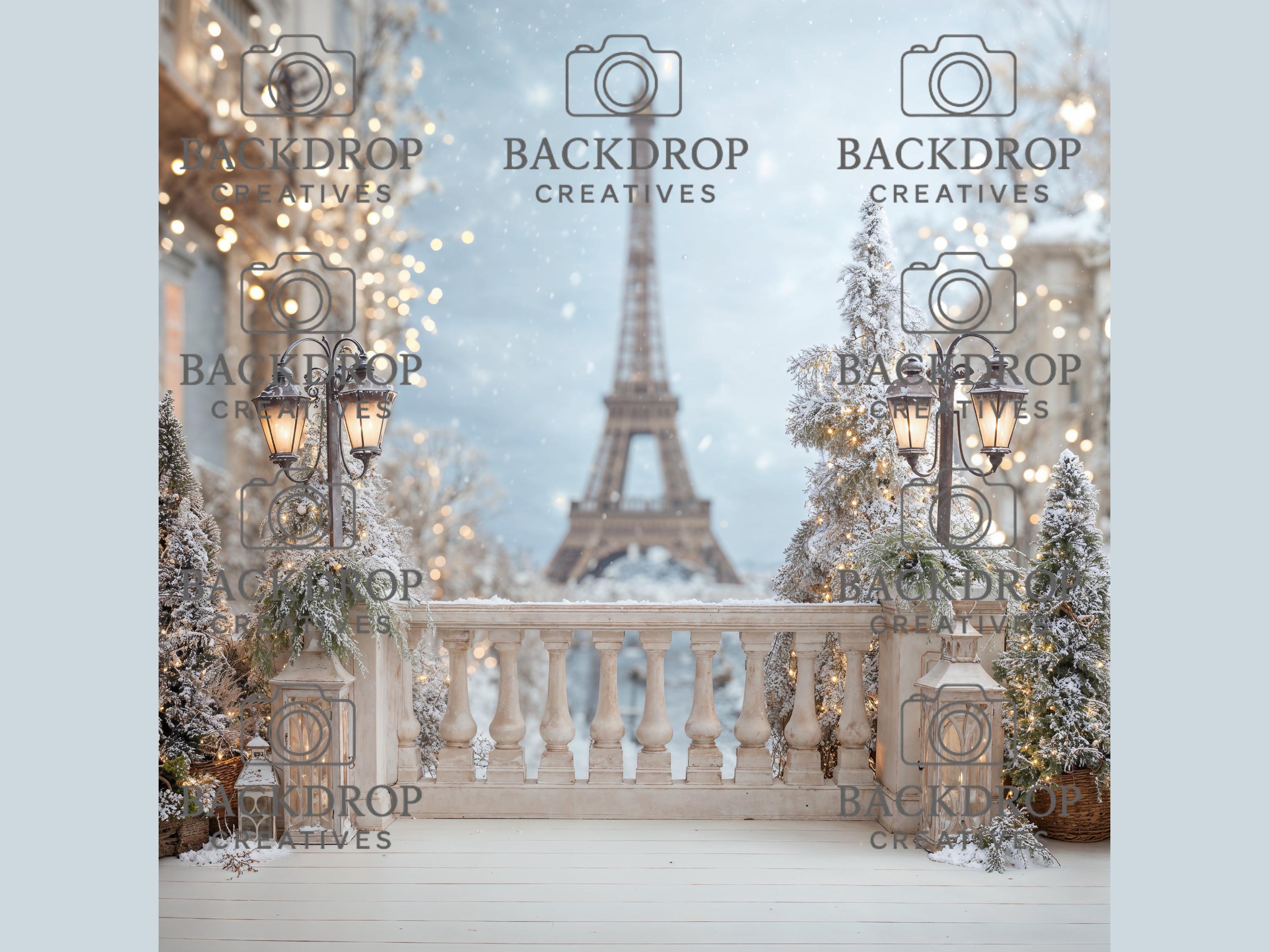 16 Paris Winter Digital Backdrops, Maternity Backdrops, Holiday Background, Studio Overlays, Eiffel Tower