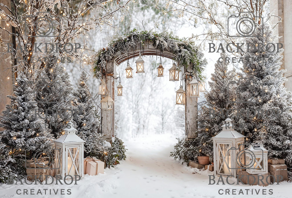 Winter Wonderland Backdrop | Snowy Photo | Christmas Party Decor | Holiday Photo Booth (Digital Download)