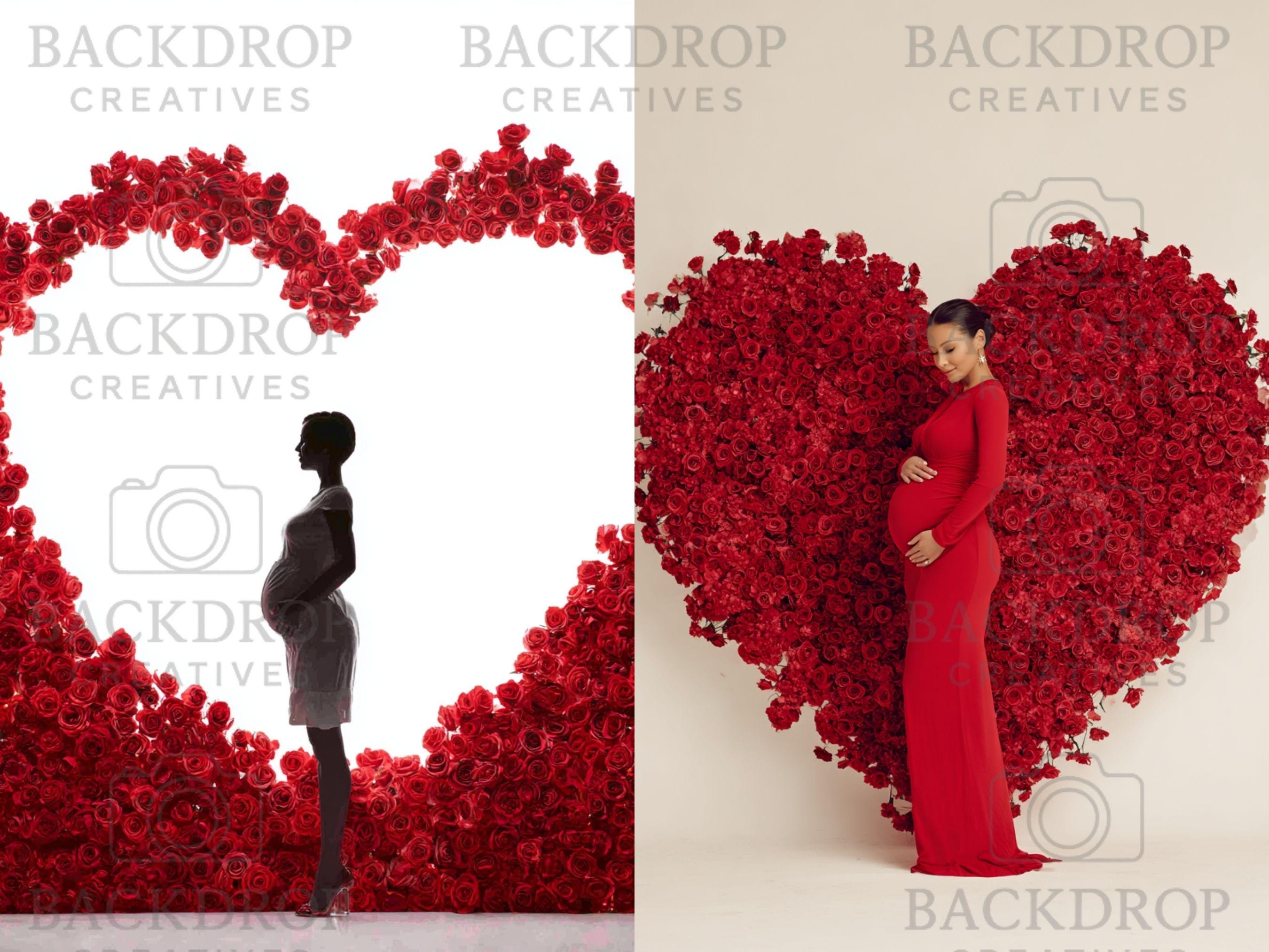 Valentines Day Rose Arch Digital Backdrop Set | Maternity, Baby Shower (Digital Download)