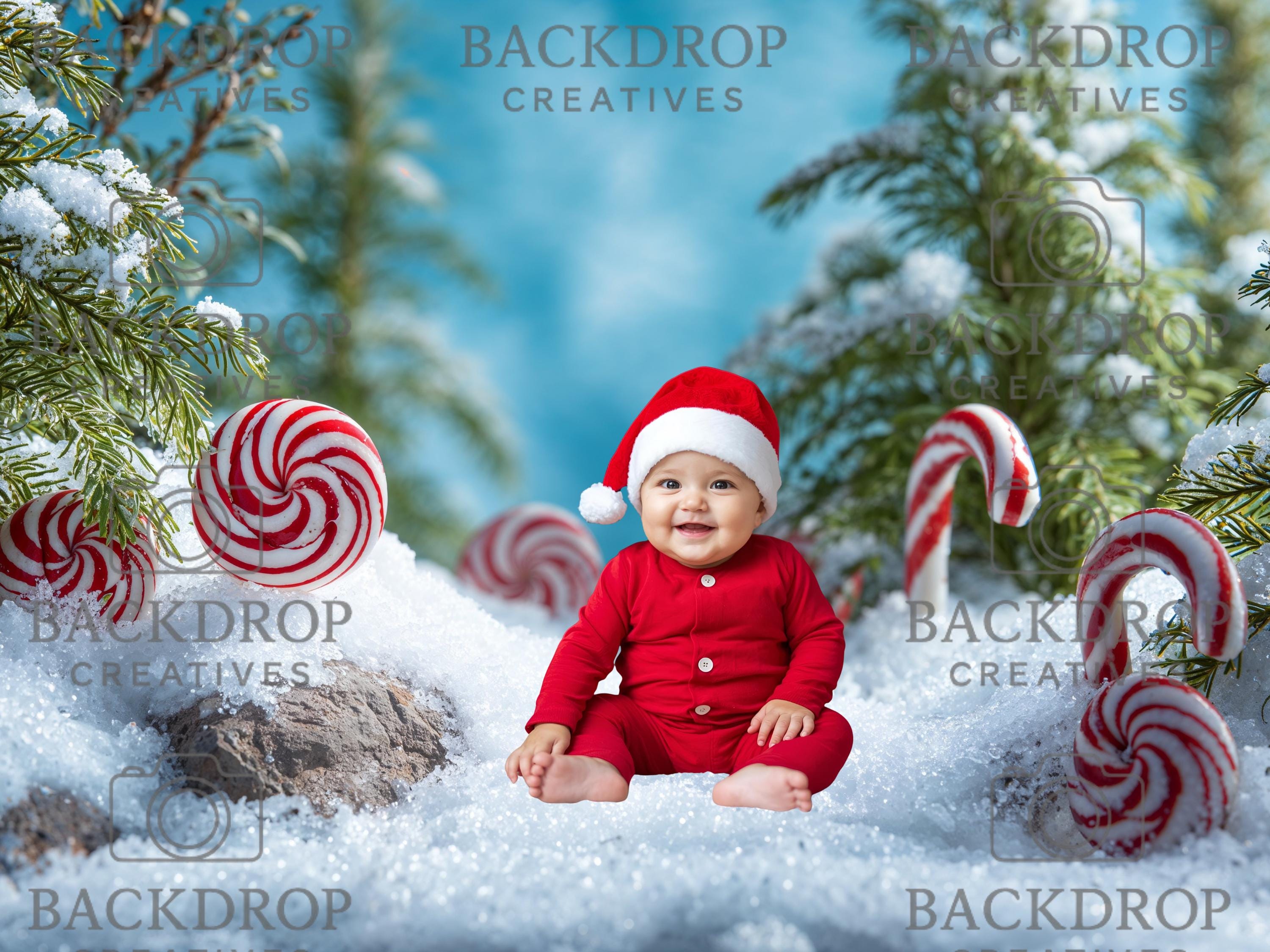 Christmas Candycane Digital Backdrop