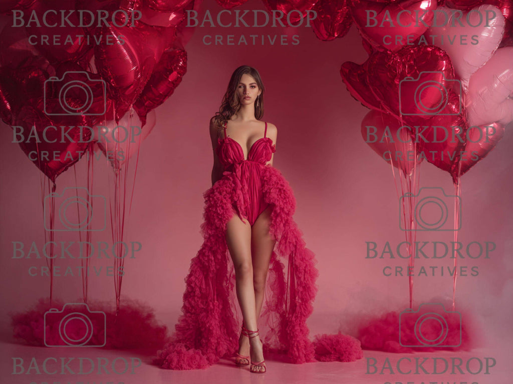 Glam Valentine Balloon Heart Digital Backdrop Set | Valentine's Day, Maternity
