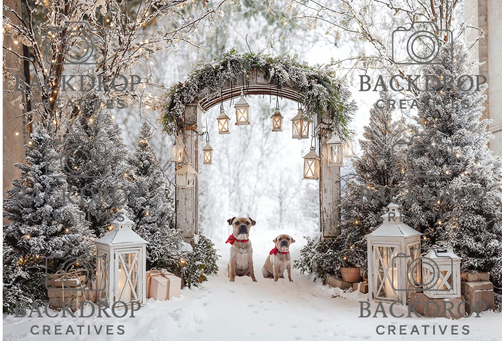 Winter Wonderland Backdrop | Snowy Photo | Christmas Party Decor | Holiday Photo Booth (Digital Download)