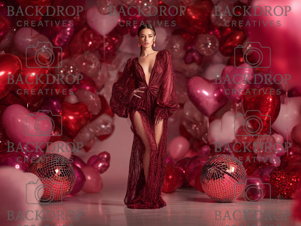 Glam Valentine Balloon Heart Digital Backdrop Set | Valentine's Day, Maternity