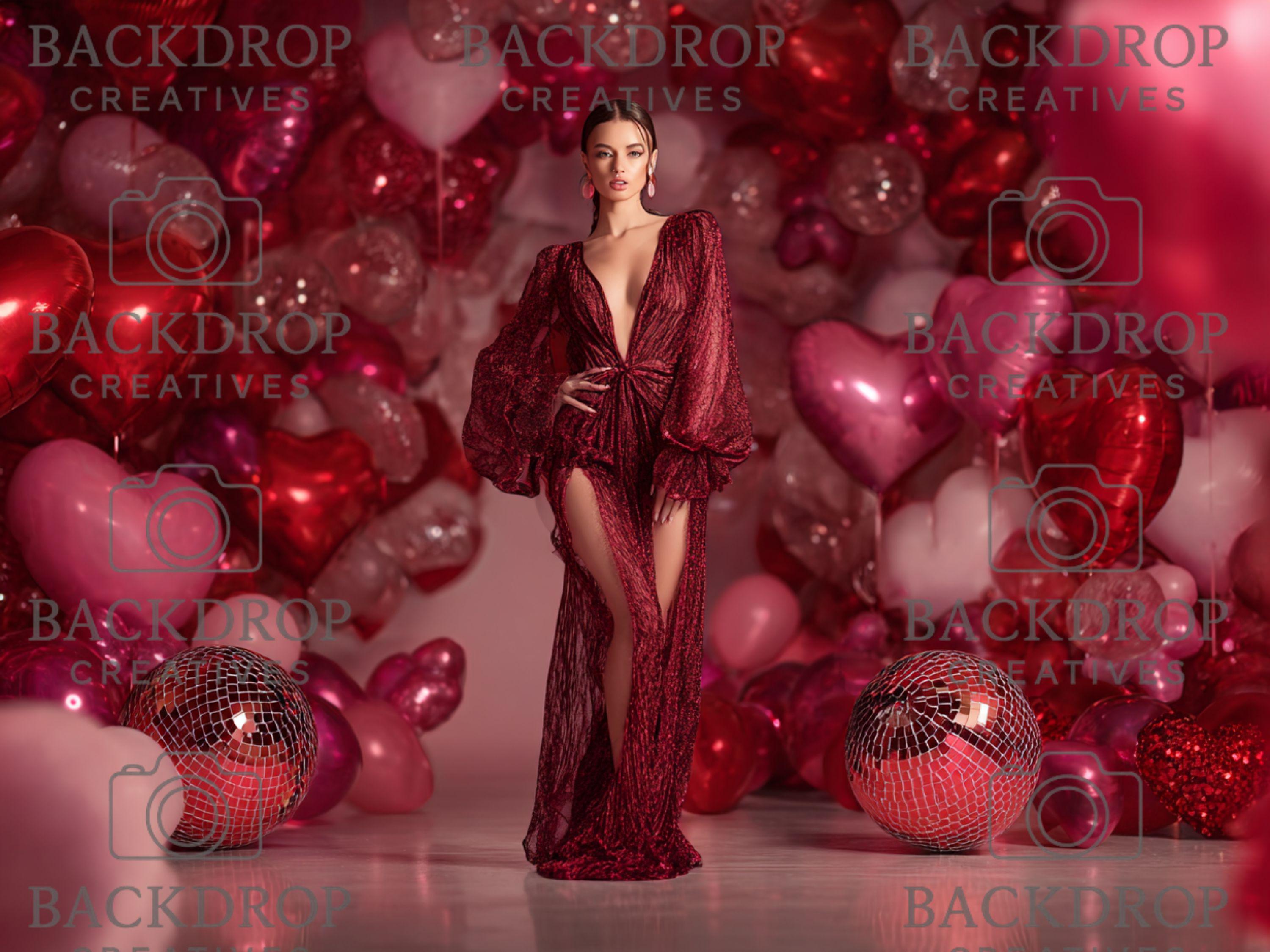 Glam Valentine Balloon Heart Digital Backdrop Set | Valentine's Day, Maternity