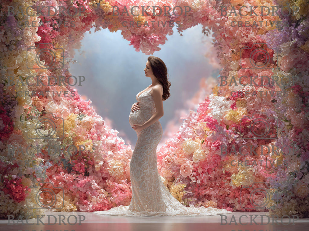 Valentine Heart Frame Arch Digital Backdrop Set | Valentine's Day, Maternity, Baby Shower