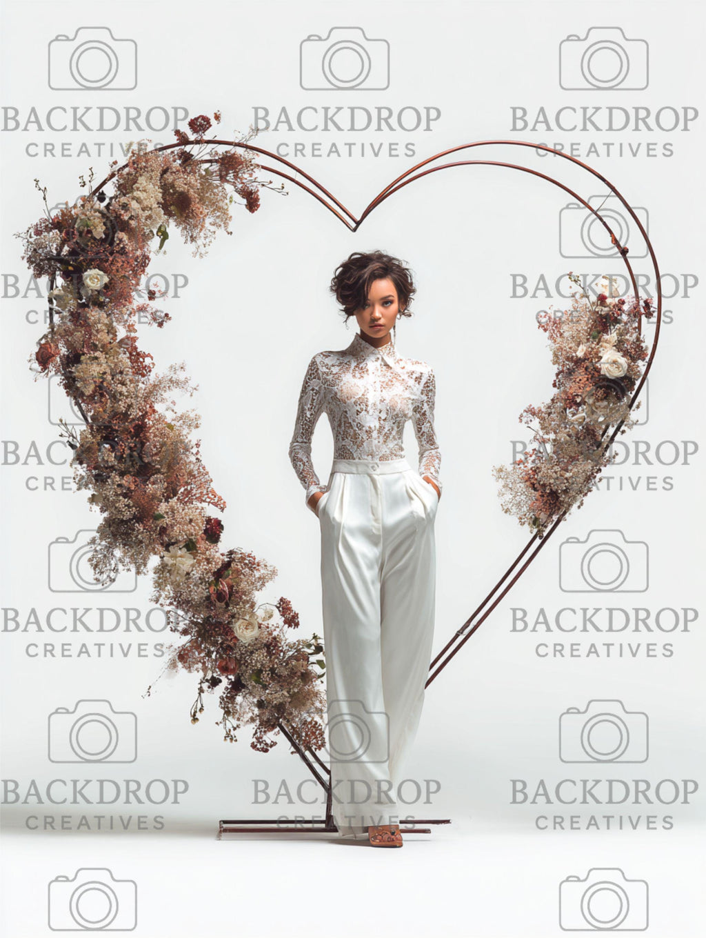 Floral Heart Love Frame Digital Backdrop Set | Valentine's Day, Maternity, Baby Shower