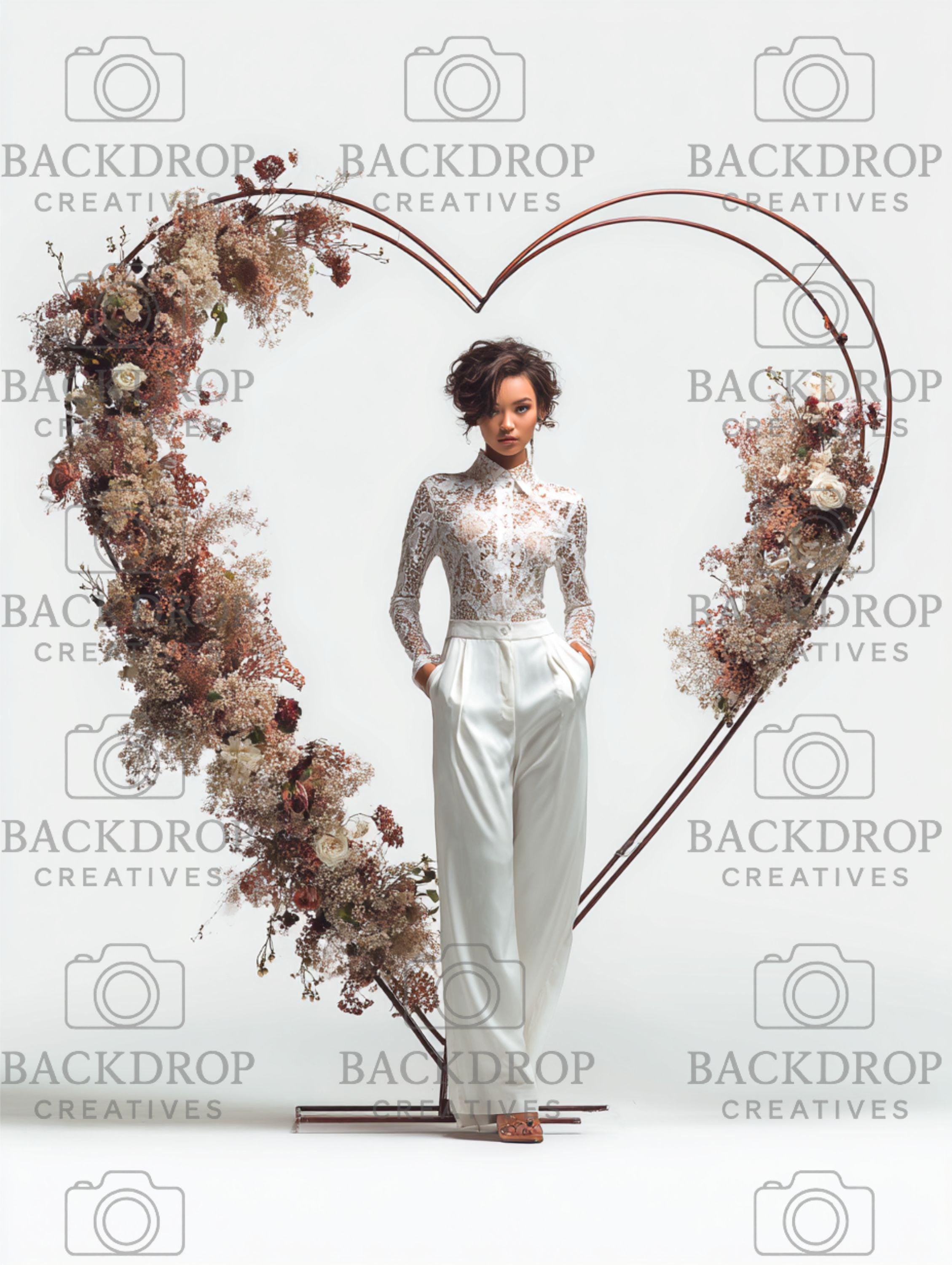 Floral Heart Love Frame Digital Backdrop Set | Valentine's Day, Maternity, Baby Shower
