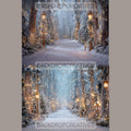 Winter Forest Lantern Digital Backdrop | Cozy Winter Lamp Backdrop | Snowy Photo Booth Christmas Backdrop (Digital Download)