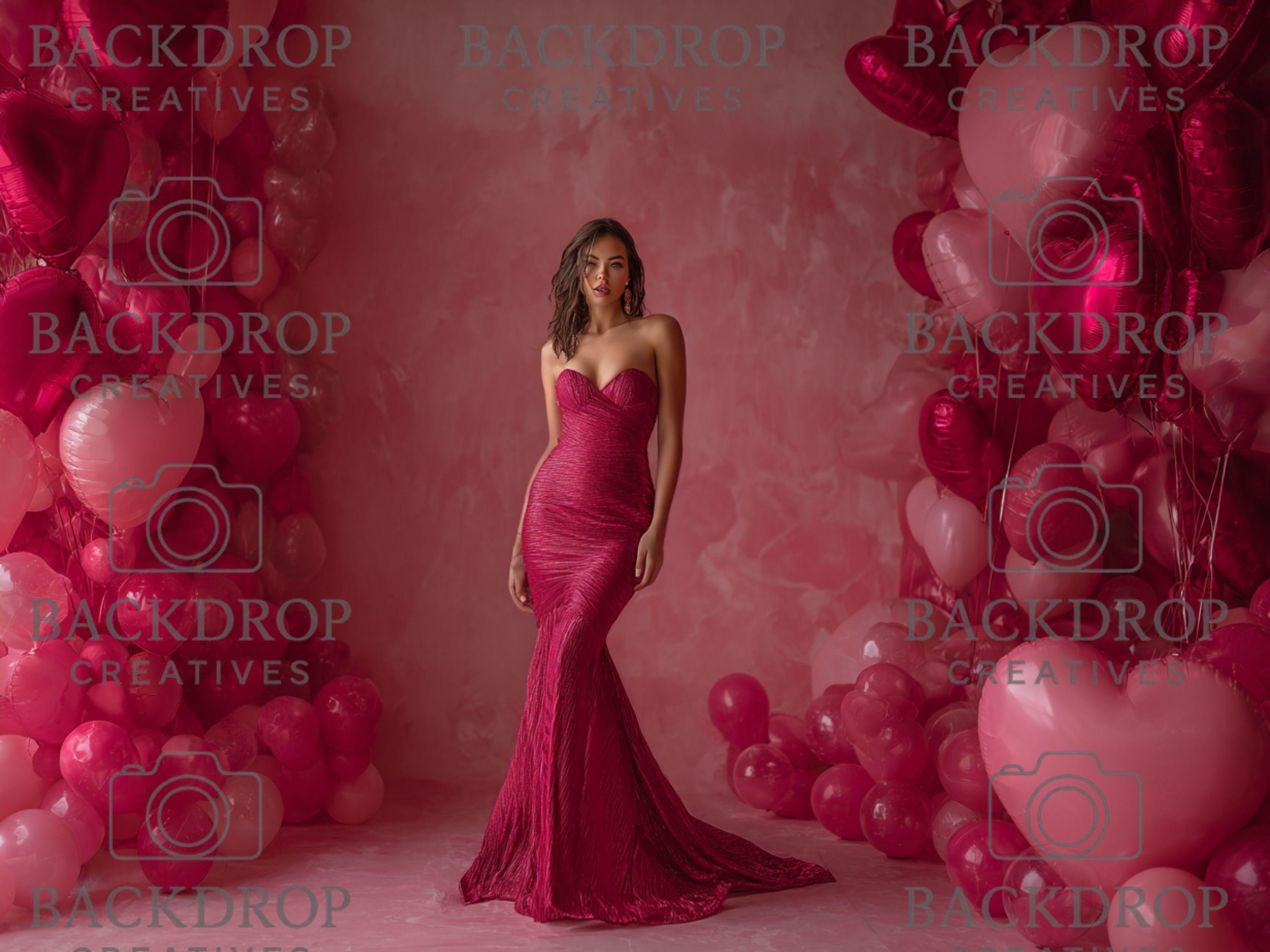 Glam Valentine Balloon Heart Digital Backdrop Set | Valentine's Day, Maternity, Baby Shower (Digital Download)