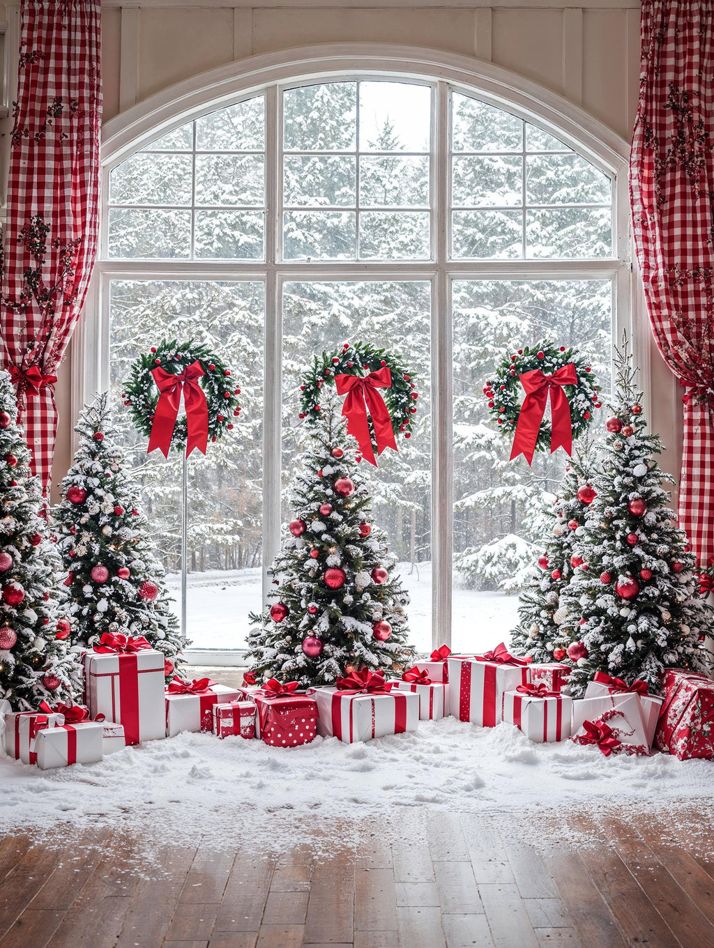 Winter Wonderland Backdrop | Snowy Photo Backdrop | Christmas Tree Party | Romantic Winter Backdrop | Holiday Photo Booth Digital Download