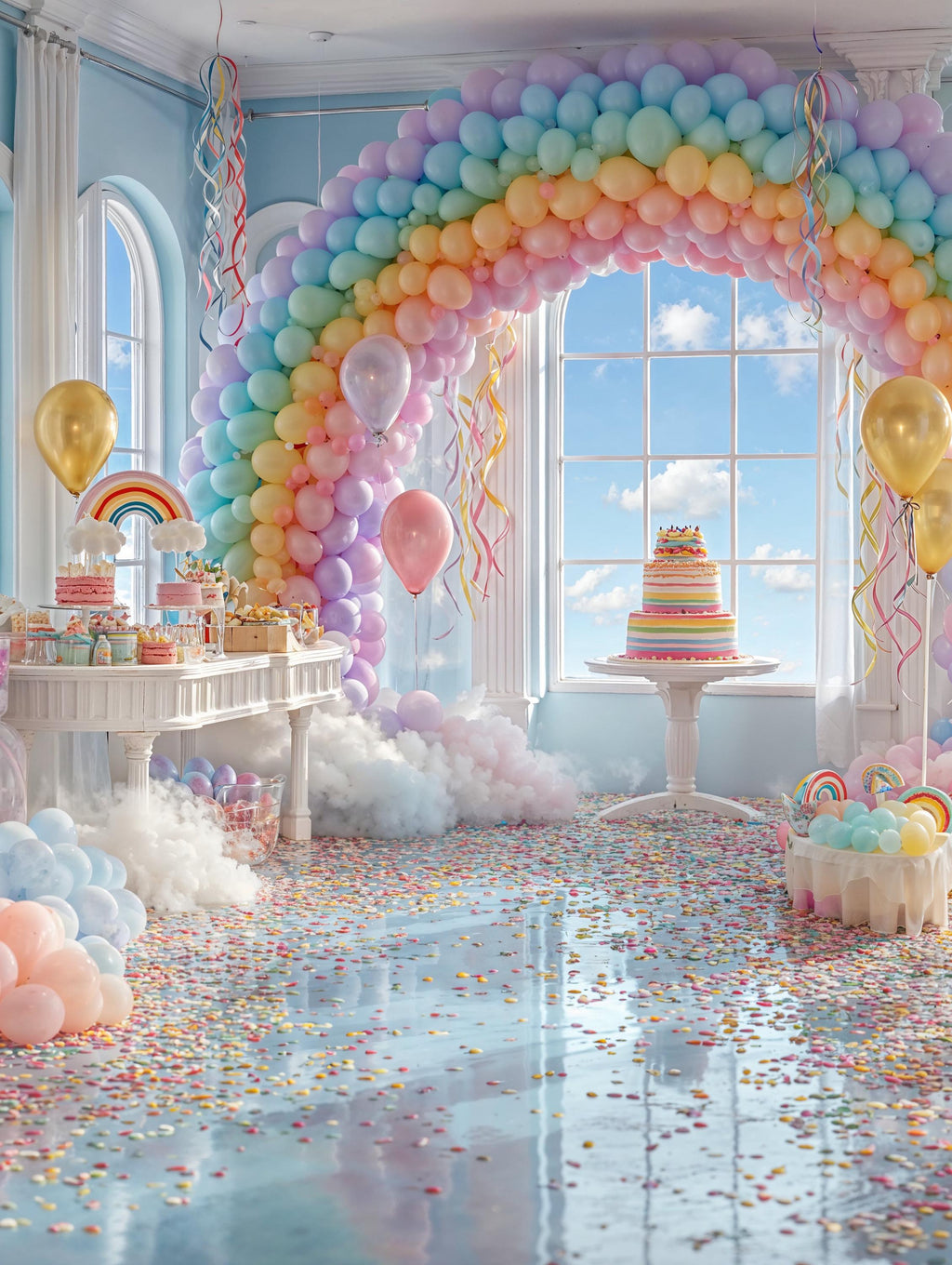 10 Kids Birthday Balloon Backdrops, Children Party Rainbow Balloon Arch Photography (Digital Download)