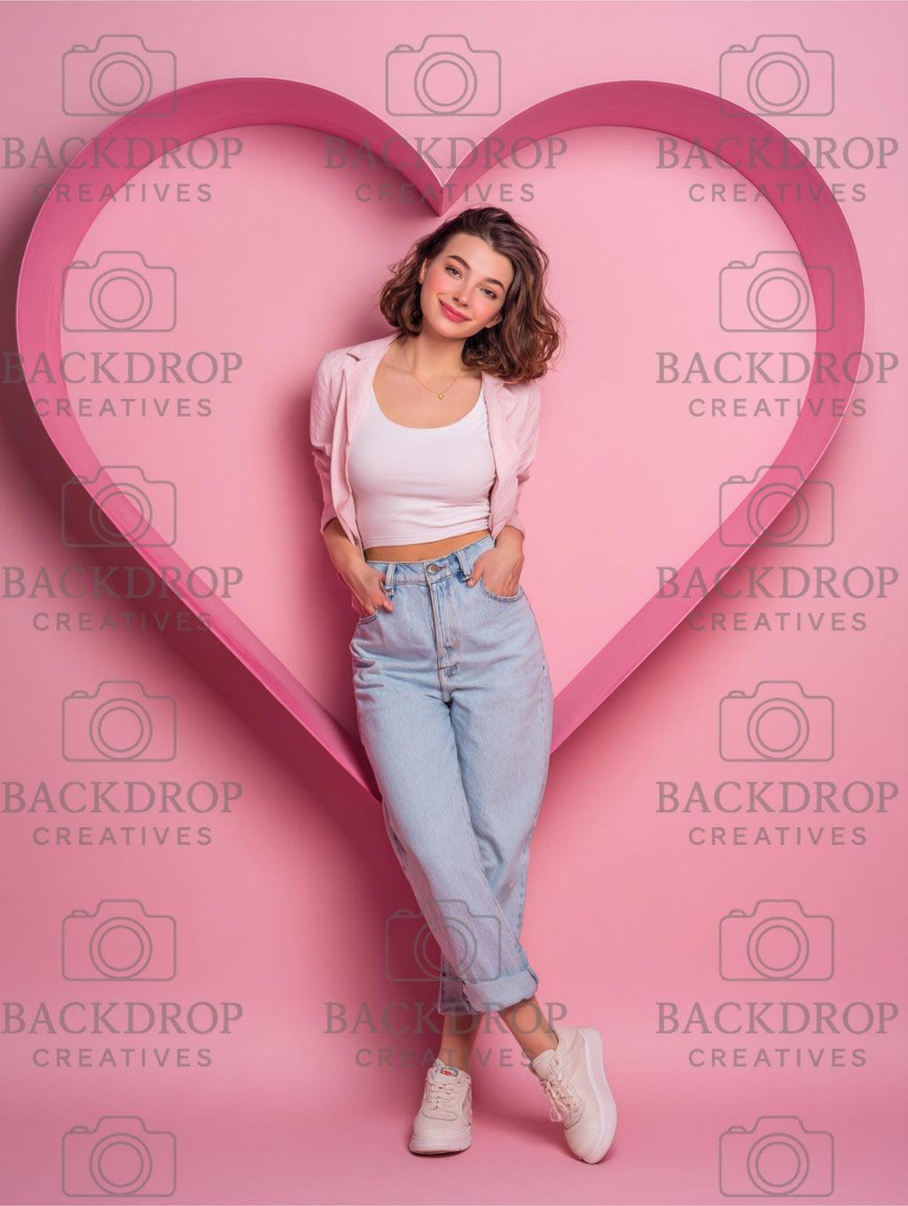 Pink Heart Digital Backdrop Set | Maternity, Valentines Day, Baby Shower