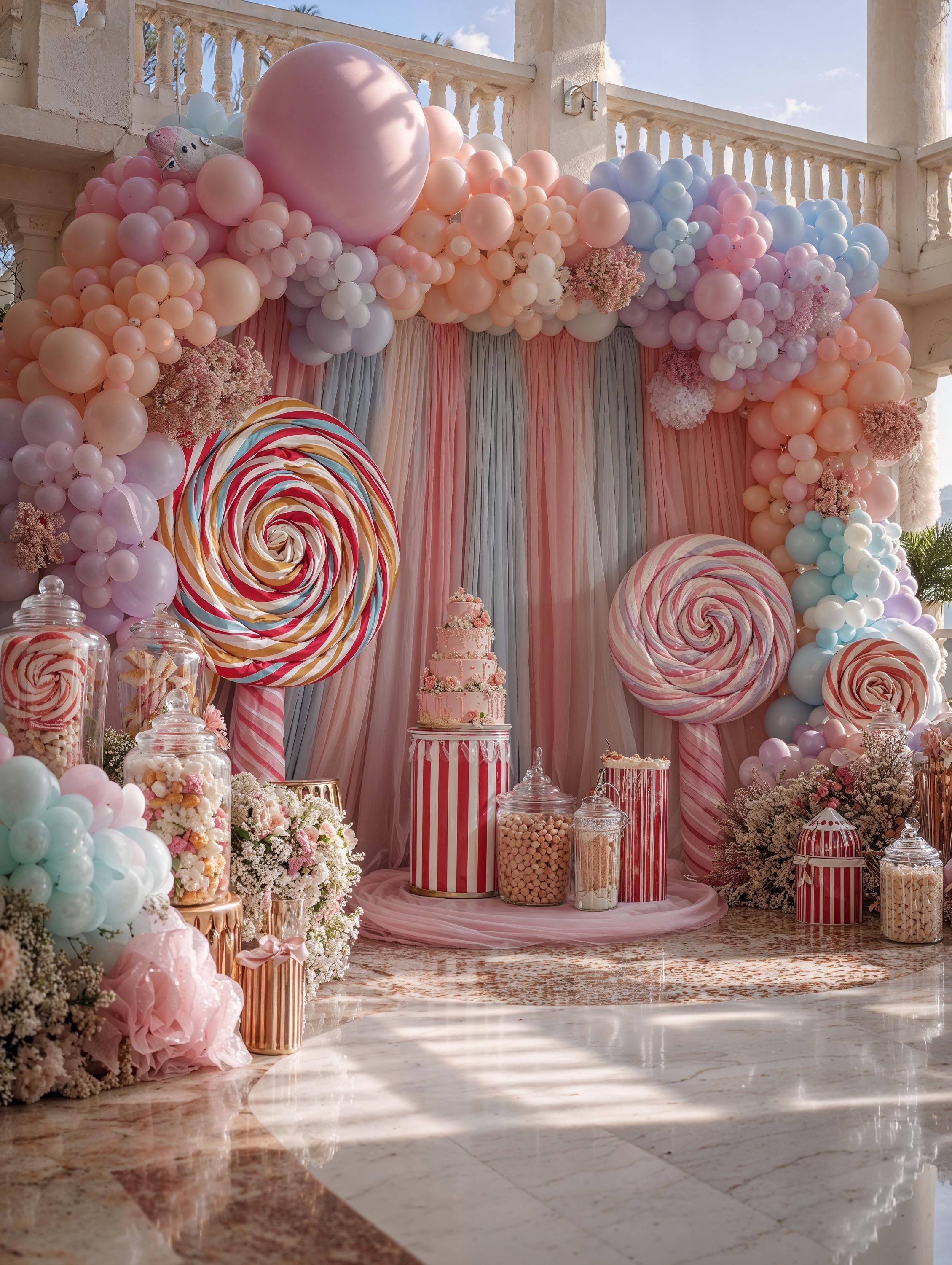 10 Kids Birthday Balloon Backdrops, Children Party Rainbow Balloon Arch Photography (Digital Download)