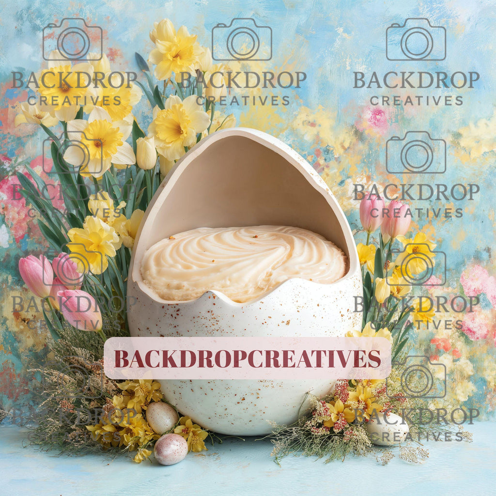 Baby Easter Spring Egg Digital Backdrop, Newborn Overlay Props, Newborn Backdrops, Photoshop Overlays, Floral Backgrounds