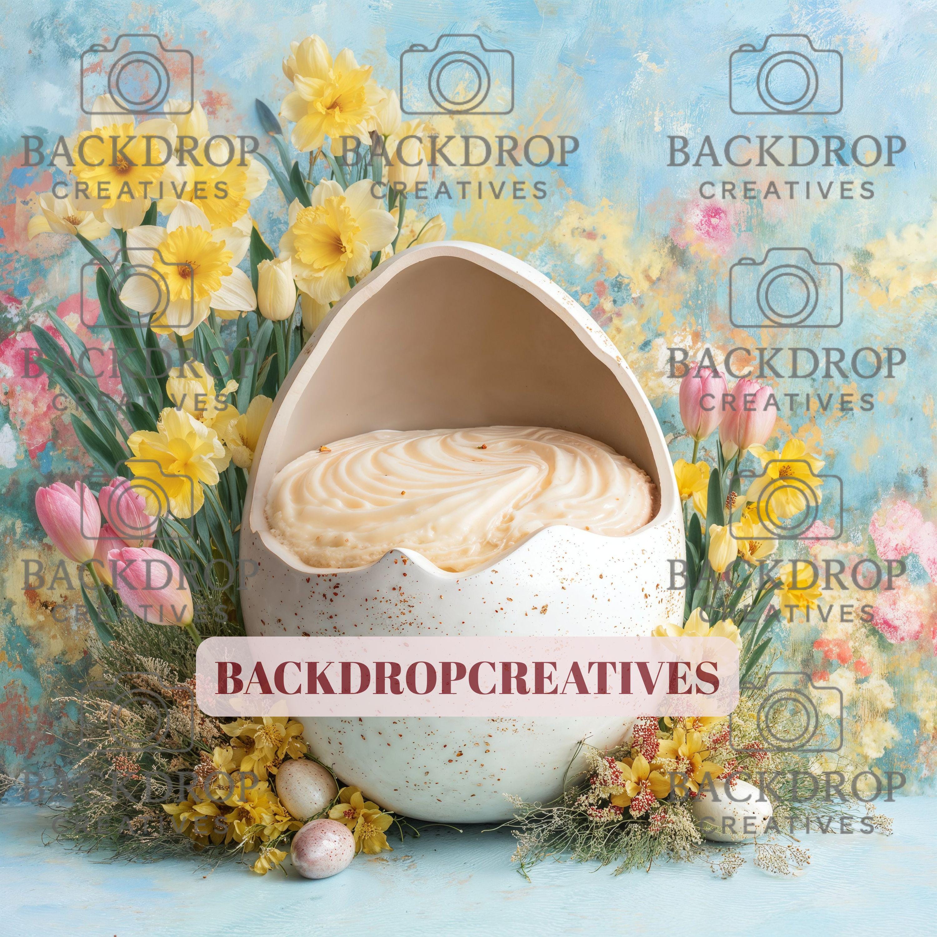 Baby Easter Spring Egg Digital Backdrop, Newborn Overlay Props, Newborn Backdrops, Photoshop Overlays, Floral Backgrounds