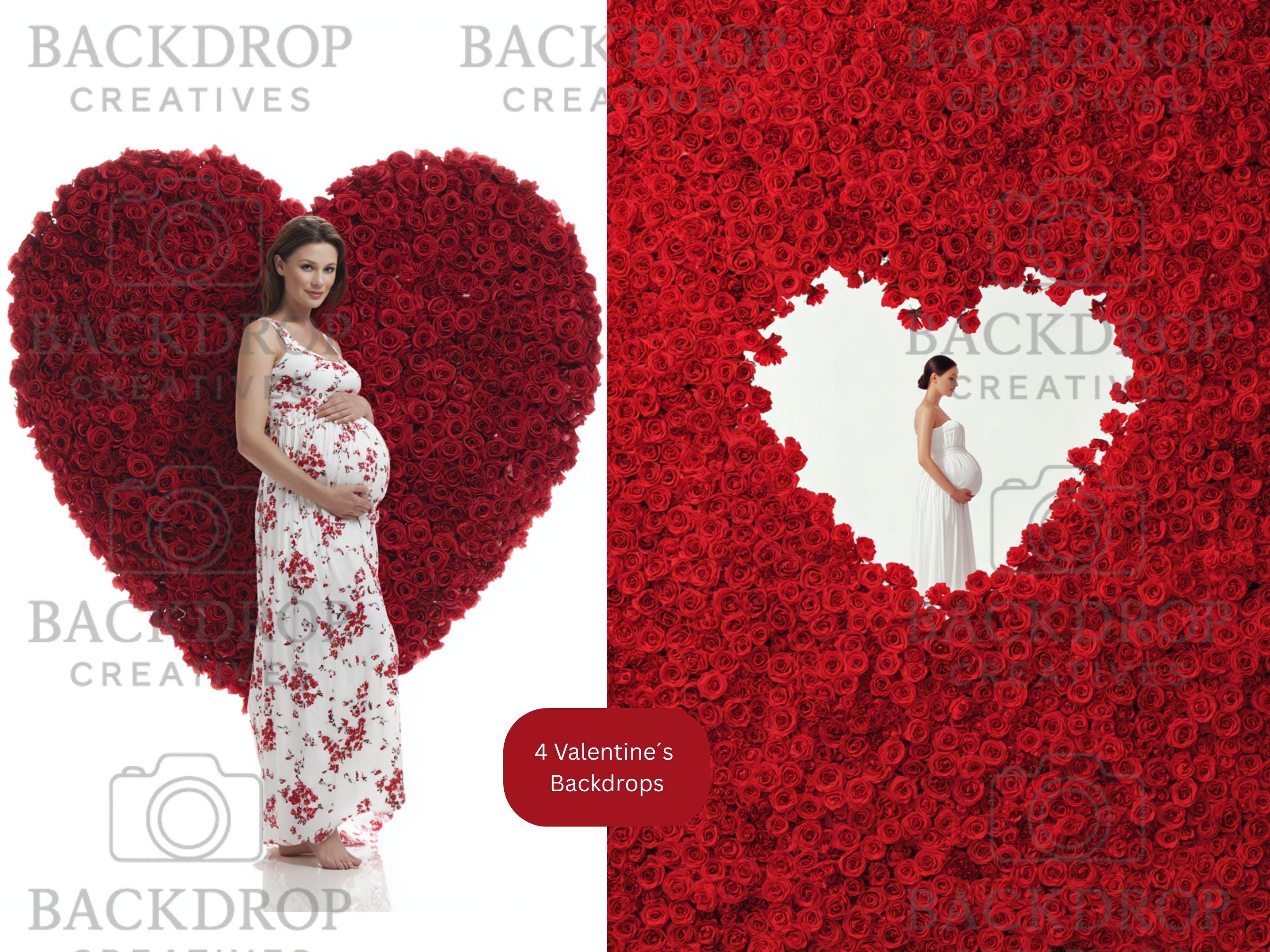 Valentines Day Rose Arch Digital Backdrop Set | Maternity, Baby Shower (Digital Download)