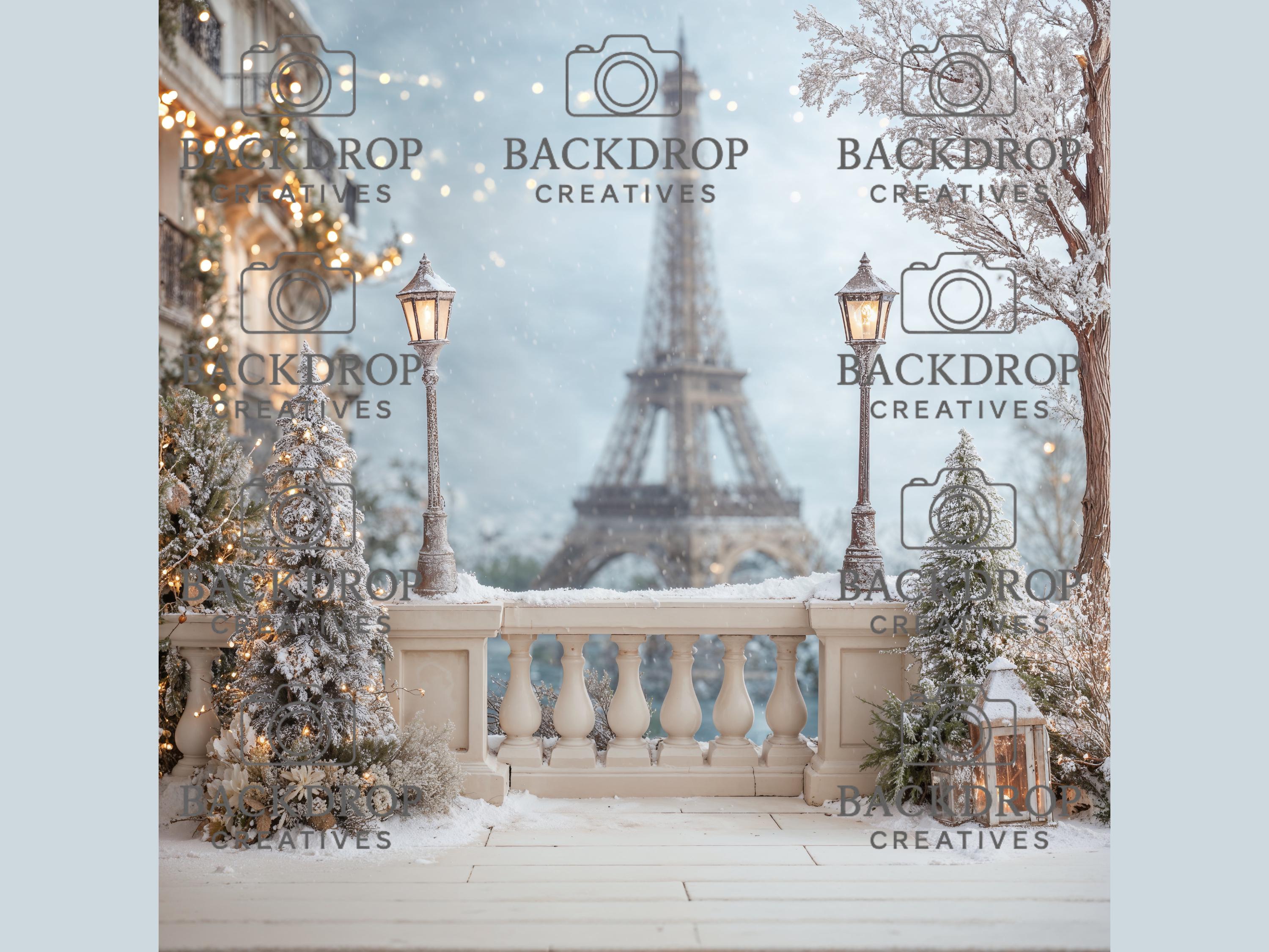 16 Paris Winter Digital Backdrops, Maternity Backdrops, Holiday Background, Studio Overlays, Eiffel Tower