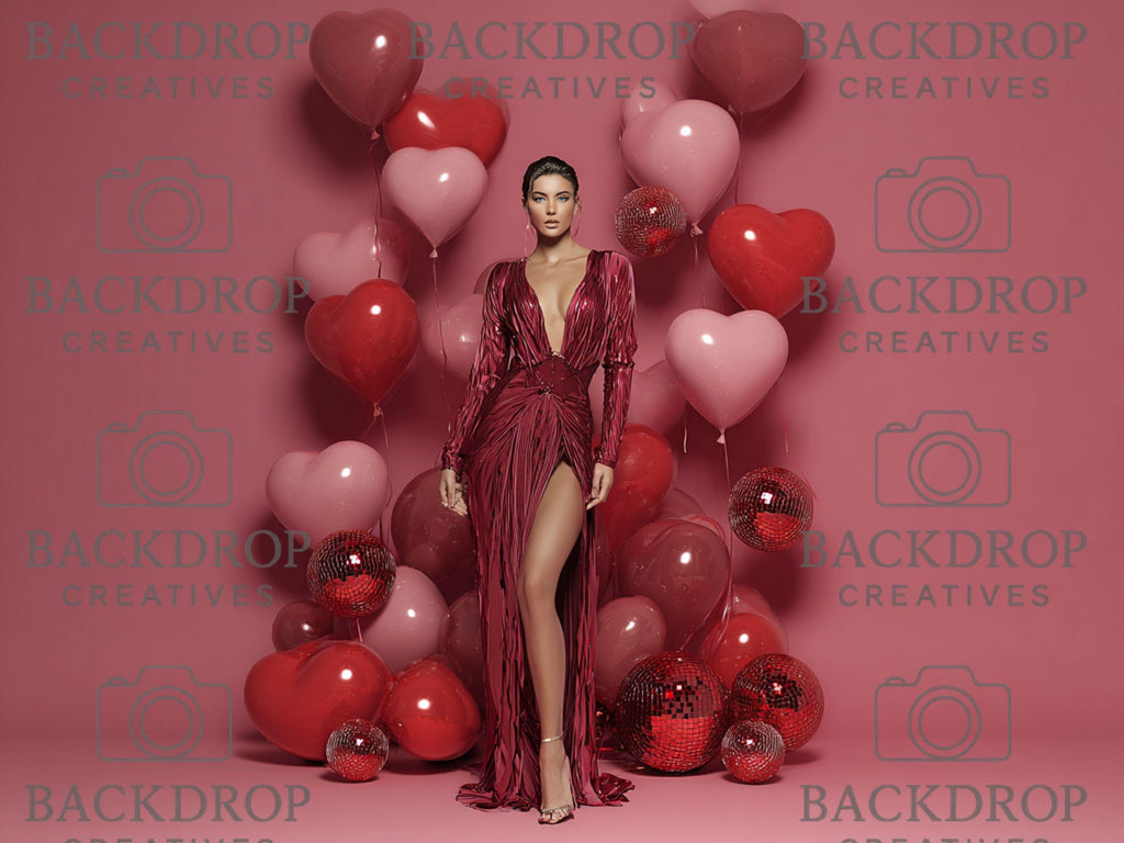 Glam Valentine Balloon Heart Digital Backdrop Set | Valentine's Day, Maternity