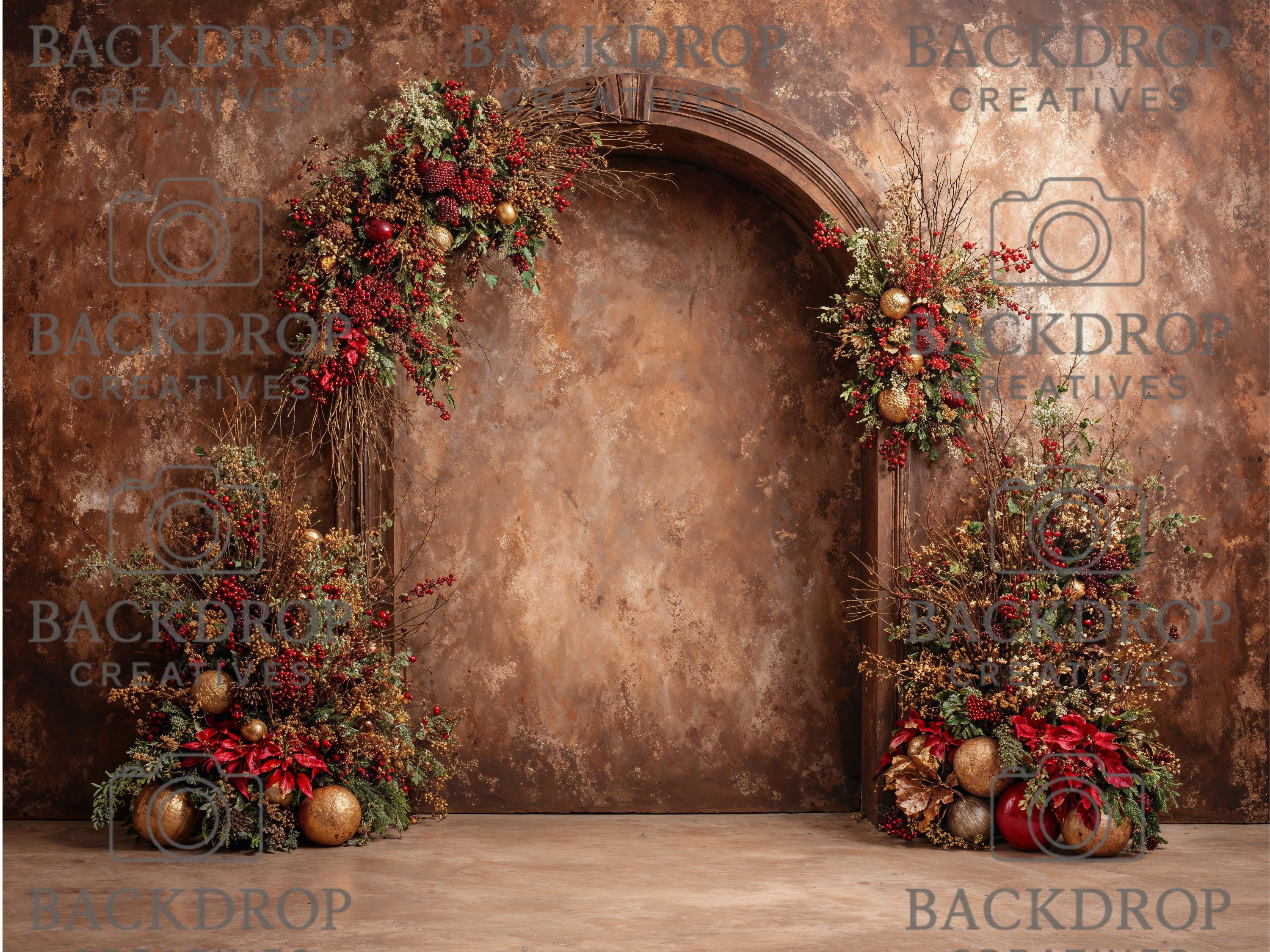 14 Brown Christmas Digital Backdrops, Maternity Backdrops, Flower Arch, Studio Overlays, Fine Art Textures