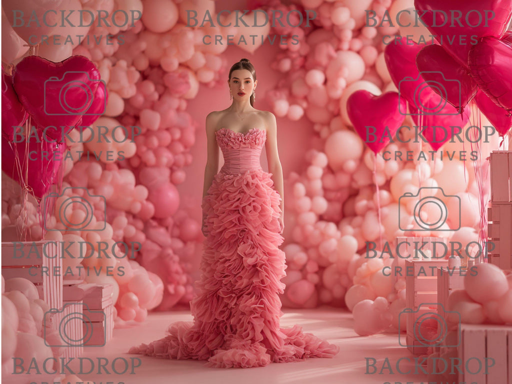 Glam Valentine Balloon Heart Digital Backdrop Set | Valentine's Day, Maternity