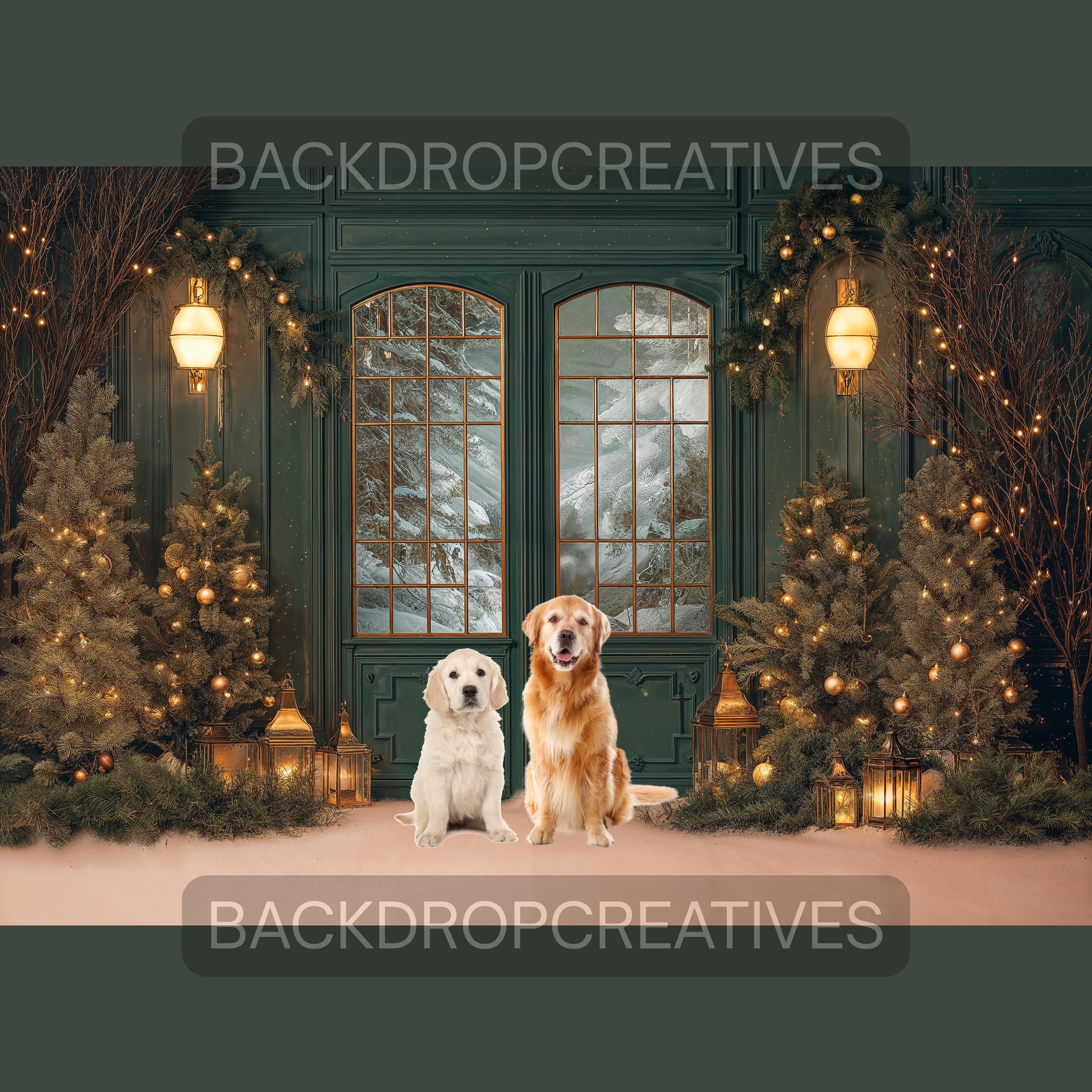 Winter Wonderland Backdrop | Snowy Photo Backdrop | Christmas Tree Party Decor | Holiday Photo Booth Christmas Backdrop (Digital Download)