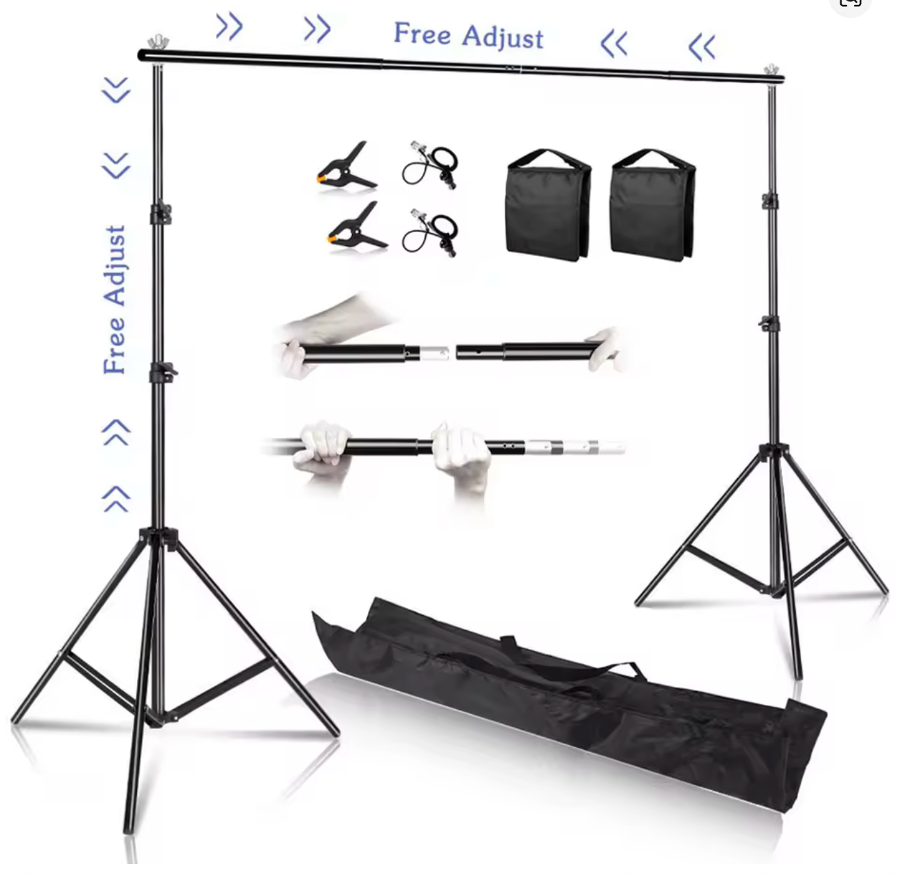 Background stand including white photographic backdrop
