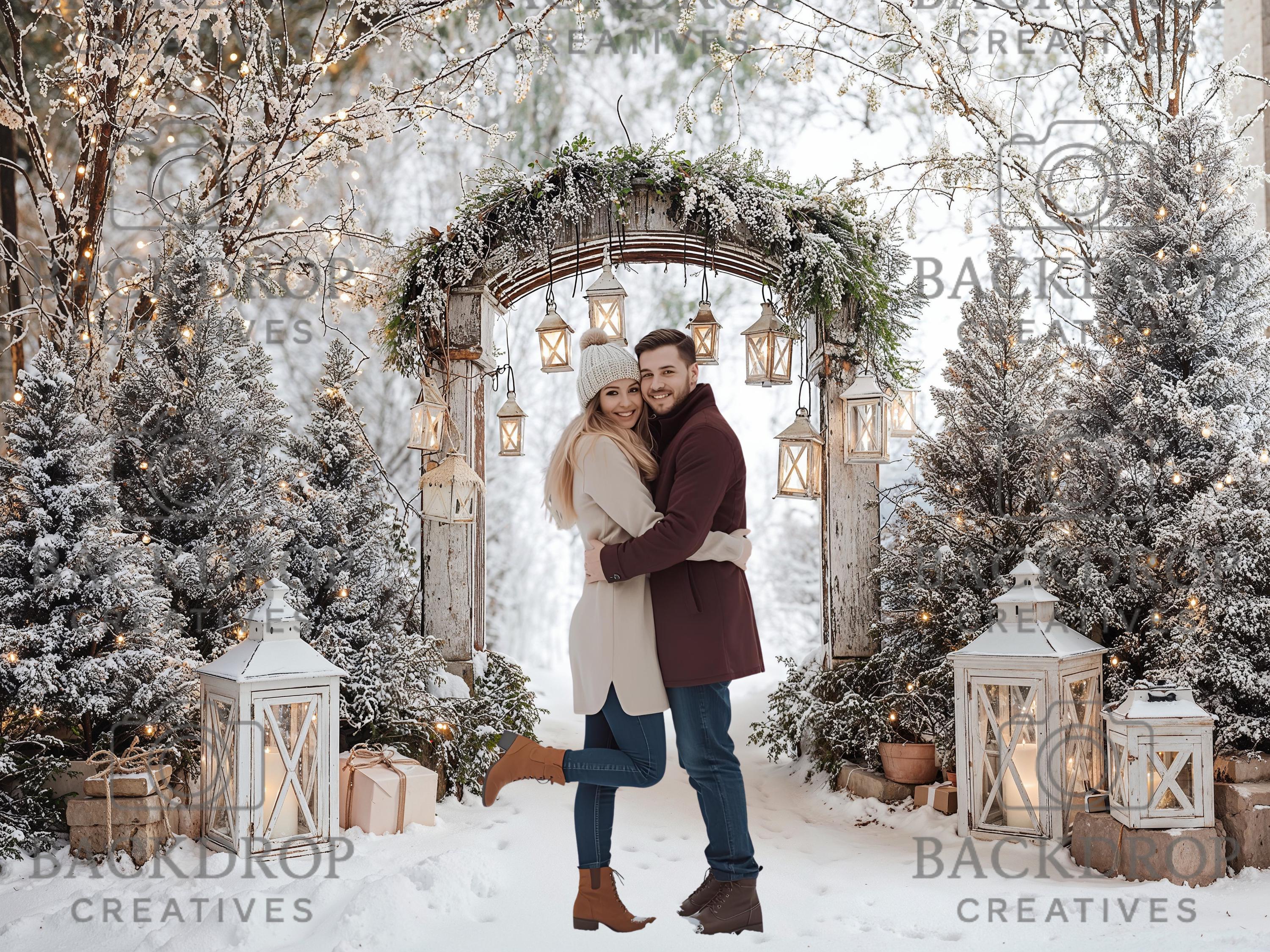 Winter Wonderland Backdrop | Snowy Photo | Christmas Party Decor | Holiday Photo Booth (Digital Download)