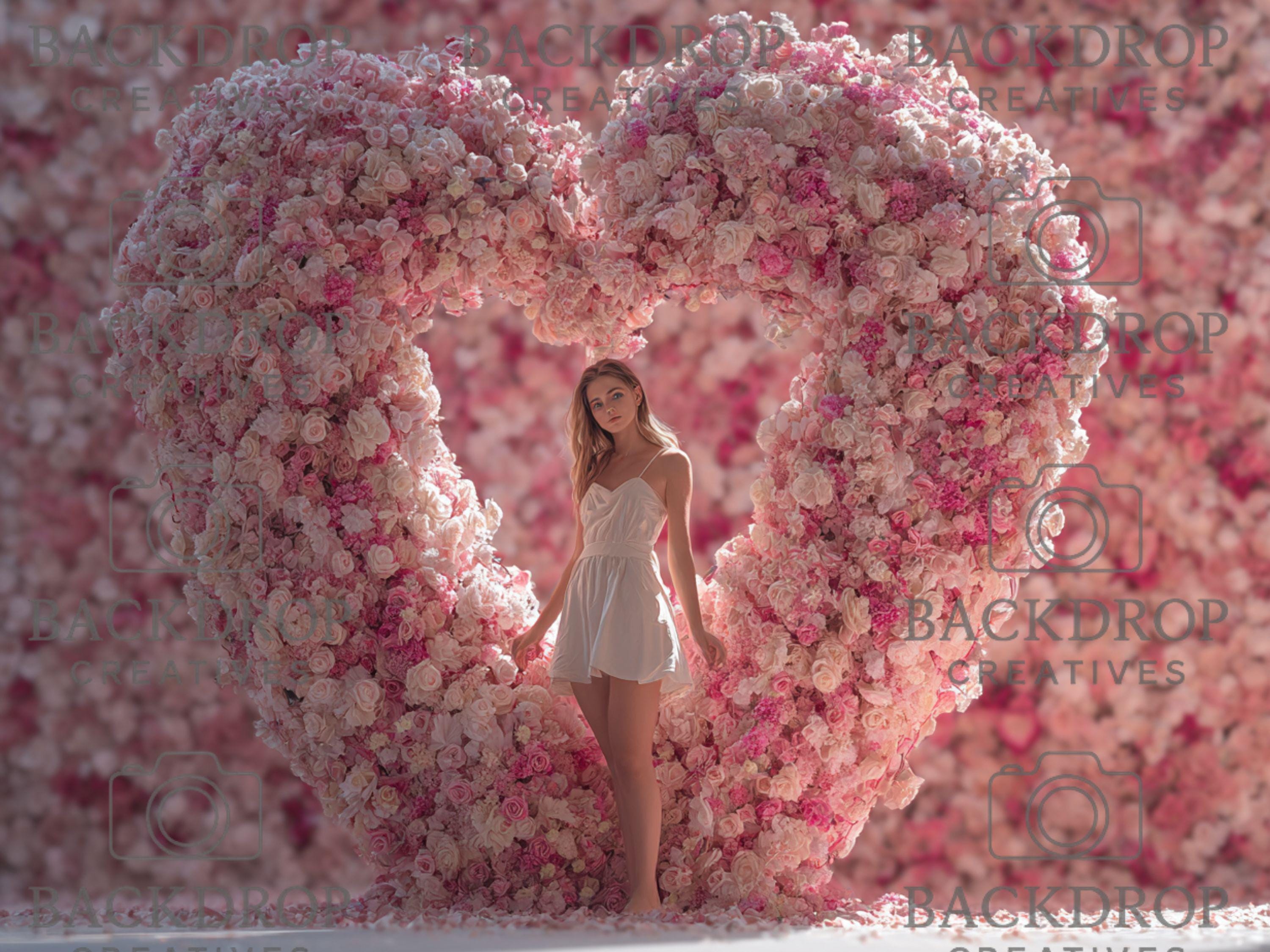 Valentine Heart Frame Arch Digital Backdrop Set | Valentine's Day, Maternity, Baby Shower