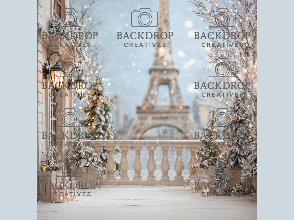 16 Paris Winter Digital Backdrops, Maternity Backdrops, Holiday Background, Studio Overlays, Eiffel Tower