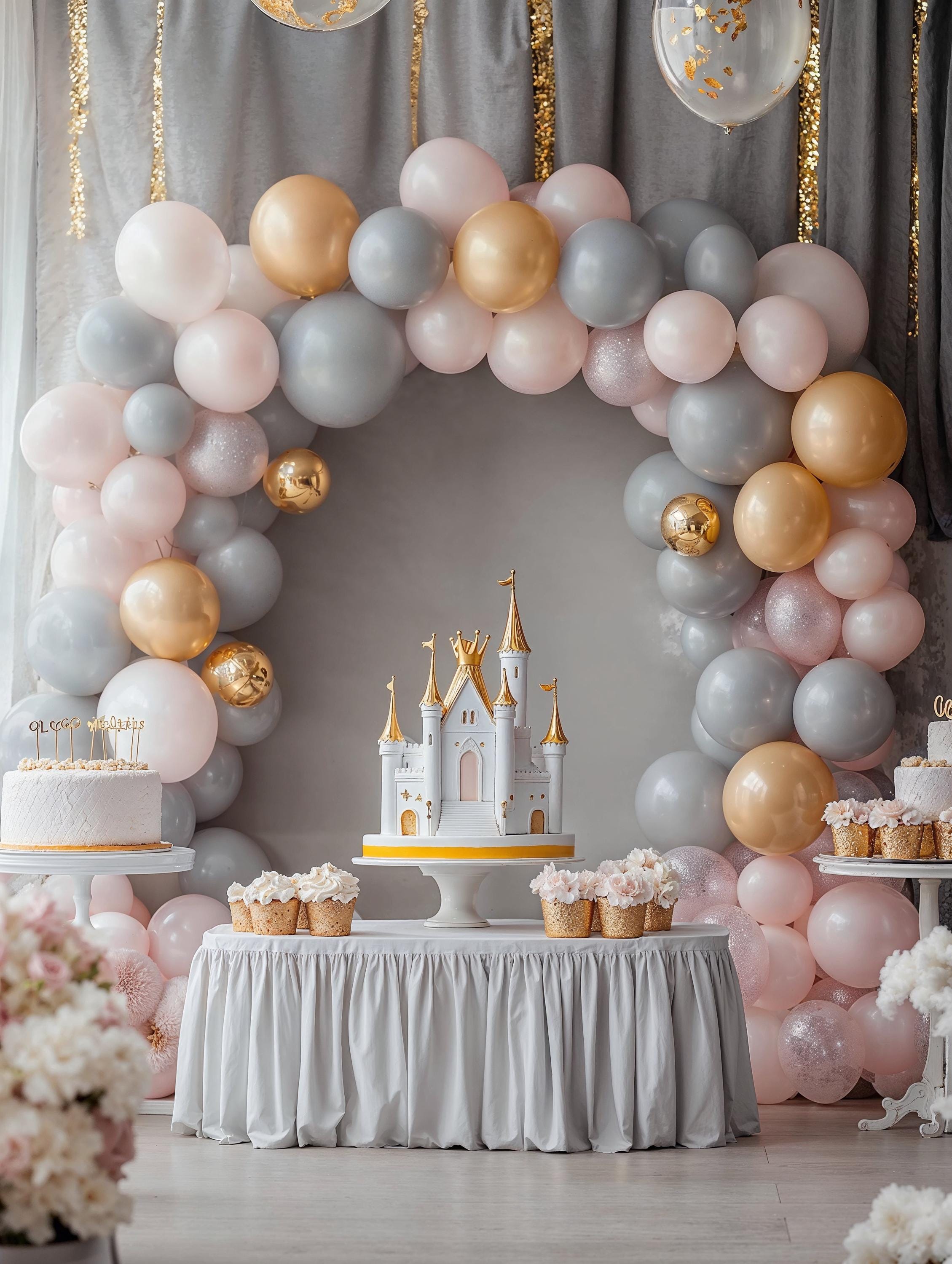 Birthday Balloon Set Digital Backdrops, Party Balloon Arch Photography (Digital Download)