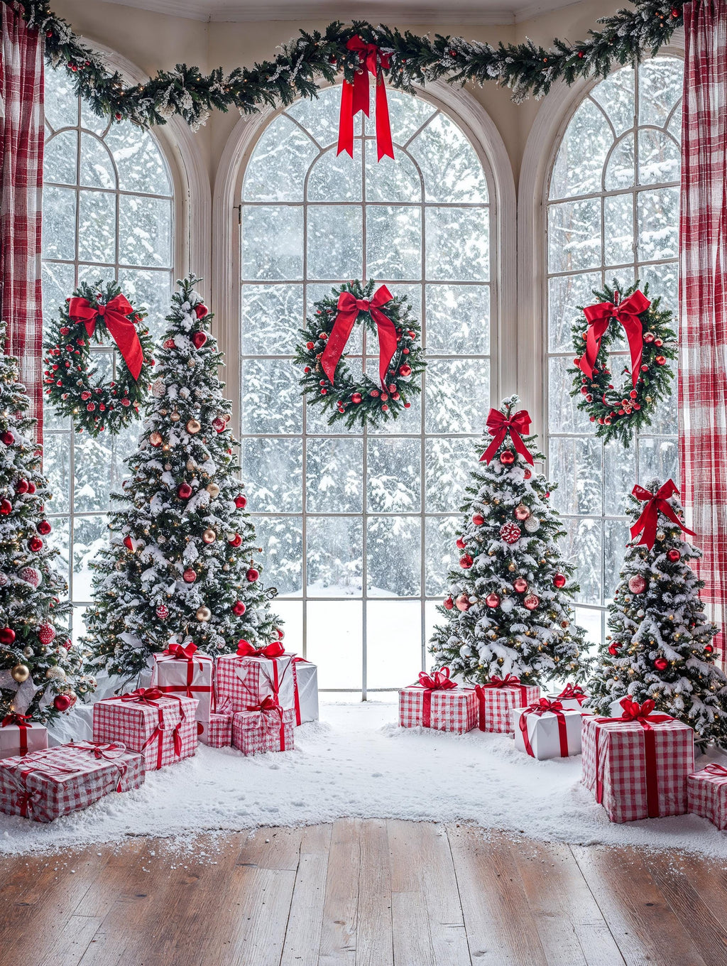 Winter Wonderland Backdrop | Snowy Photo Backdrop | Christmas Tree Party | Romantic Winter Backdrop | Holiday Photo Booth Digital Download