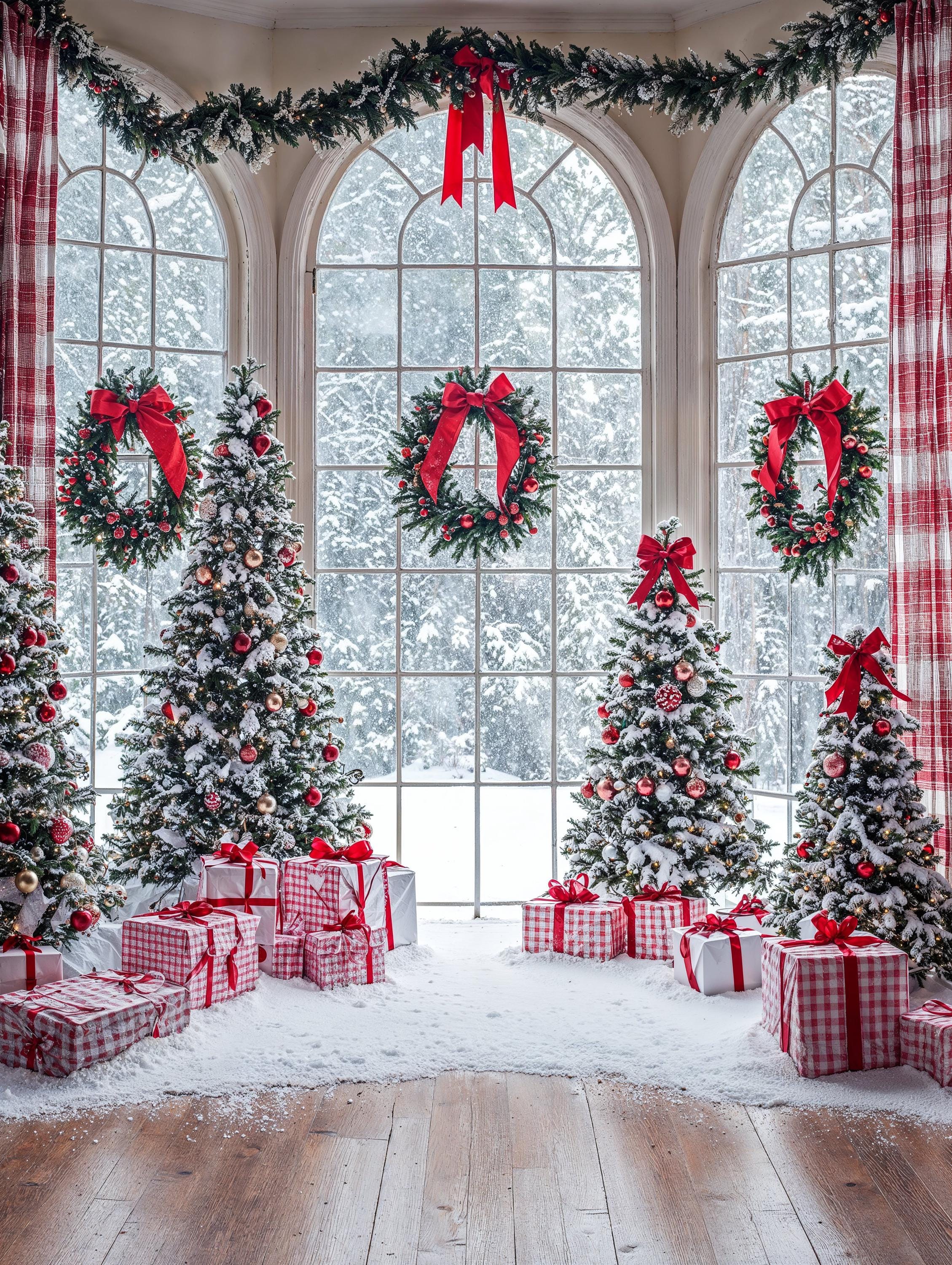 Winter Wonderland Backdrop | Snowy Photo Backdrop | Christmas Tree Party | Romantic Winter Backdrop | Holiday Photo Booth Digital Download