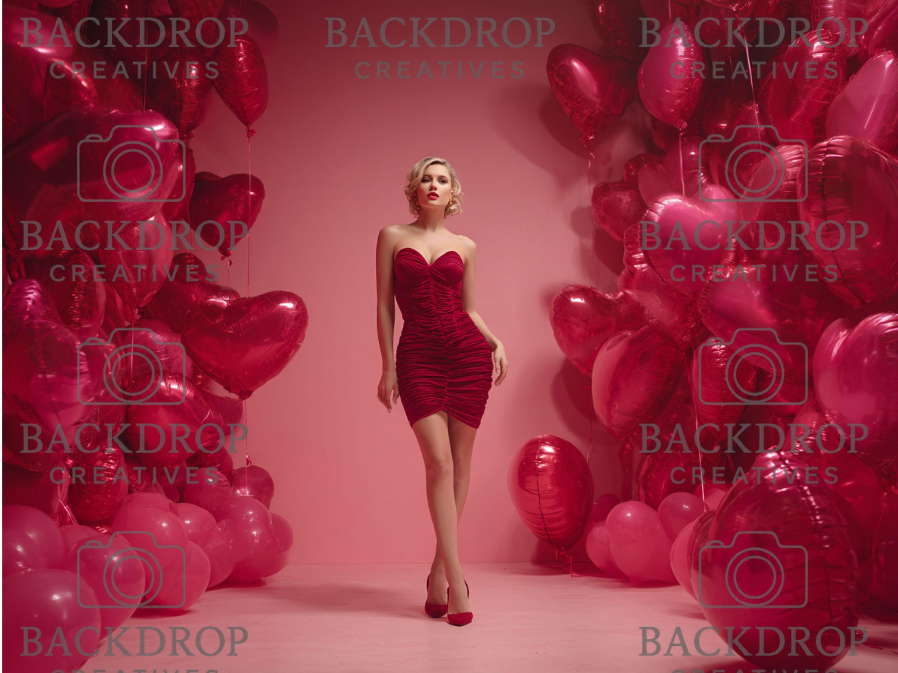 Glam Valentine Balloon Heart Digital Backdrop Set | Valentine's Day, Maternity, Baby Shower (Digital Download)