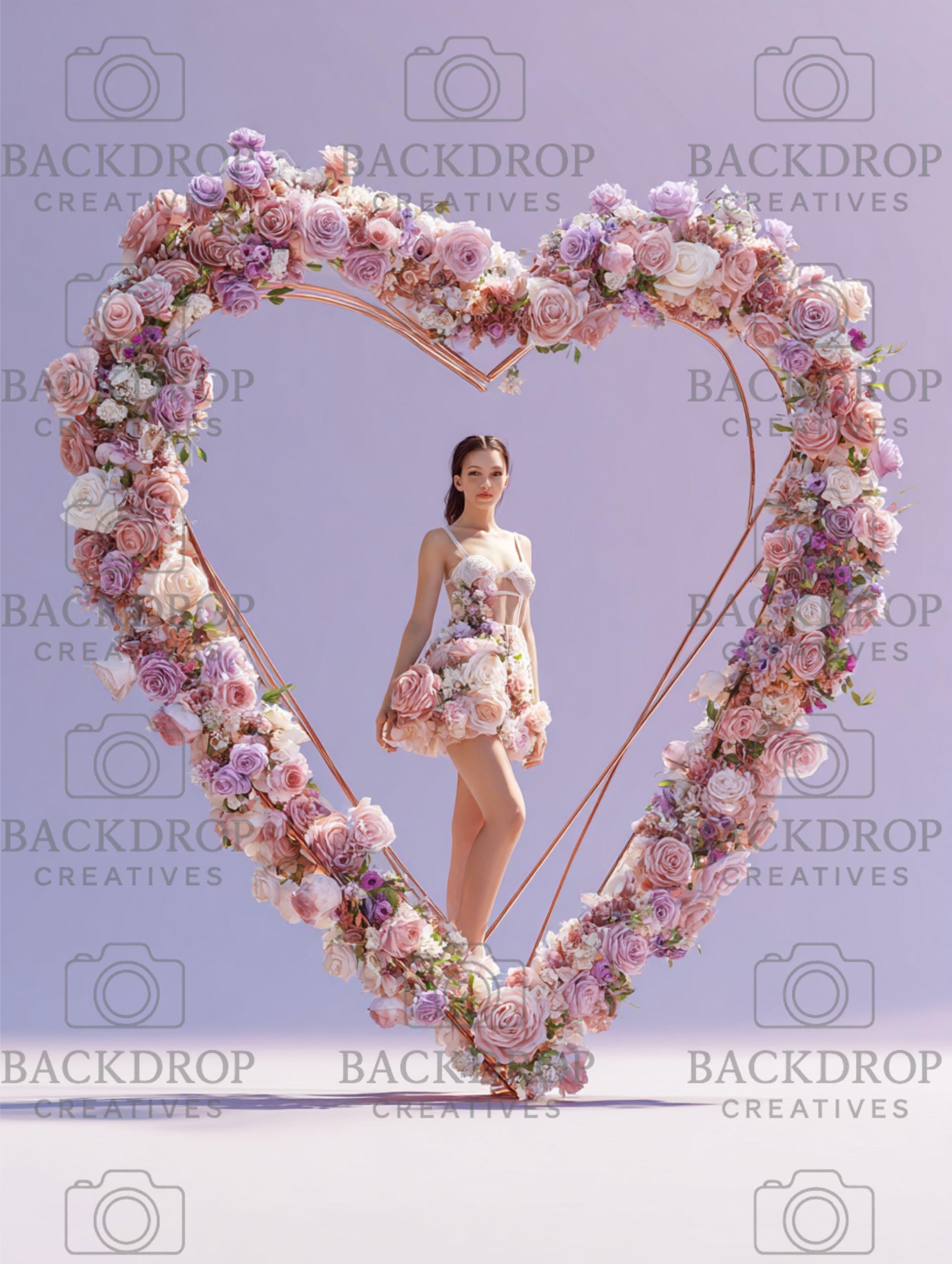 Floral Heart Love Frame Digital Backdrop Set | Valentine's Day, Maternity, Baby Shower (Digital Download)